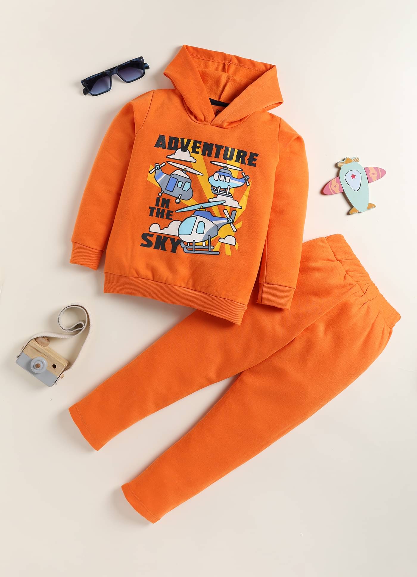     			Lazy Shark Pack of 1 Boys Cotton Blend Nightsuit Set ( Orange )