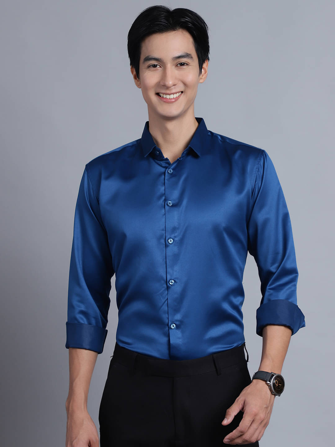     			MAJESTIC MAN Polyester Slim Fit Full Sleeves Men's Formal Shirt - Blue ( Pack of 1 )