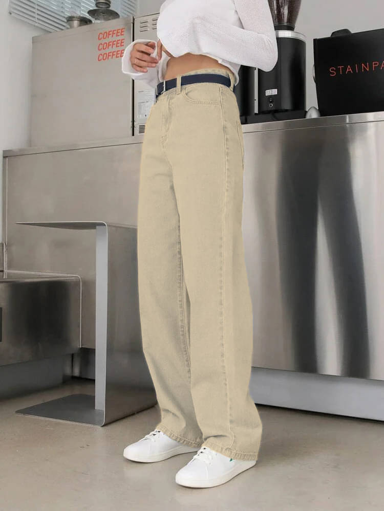     			RAGZO - Beige Denim Wide Leg Women's Jeans ( Pack of 1 )