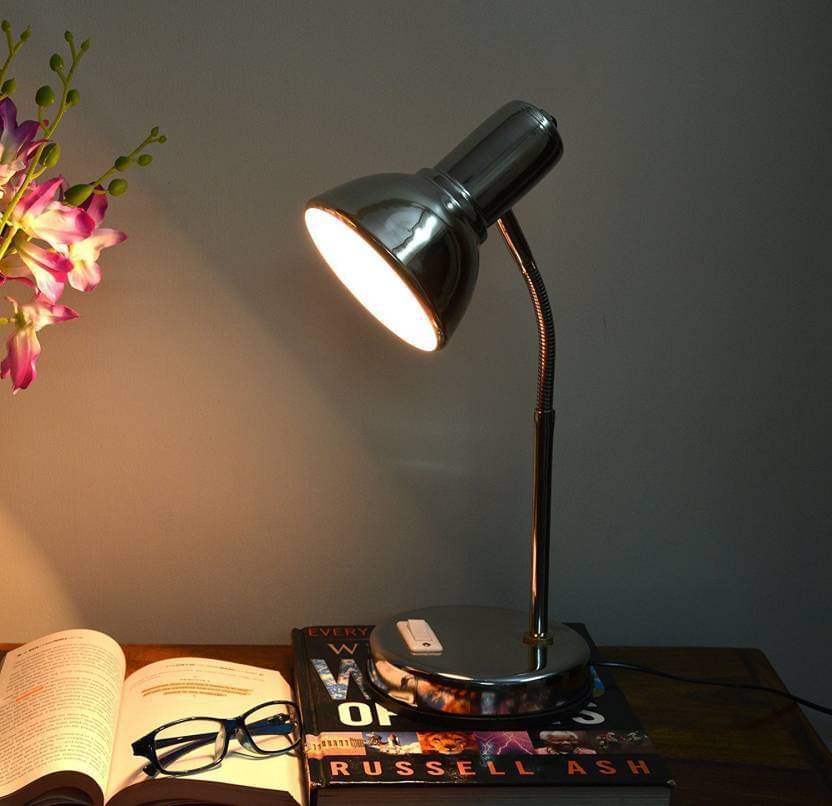     			SPARKWORLD Silver Study Table Lamp ( Pack Of 1 )