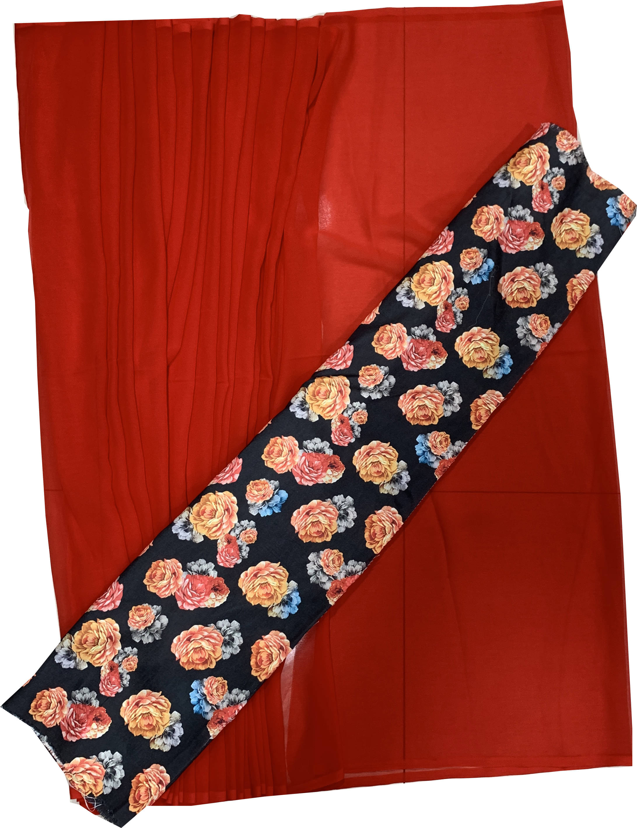 Sariya Georgette Solid Saree With Unstitched Blouse Piece ( Red ) Sariya Georgette Solid Saree With Unstitched Blouse Piece ( Red )
