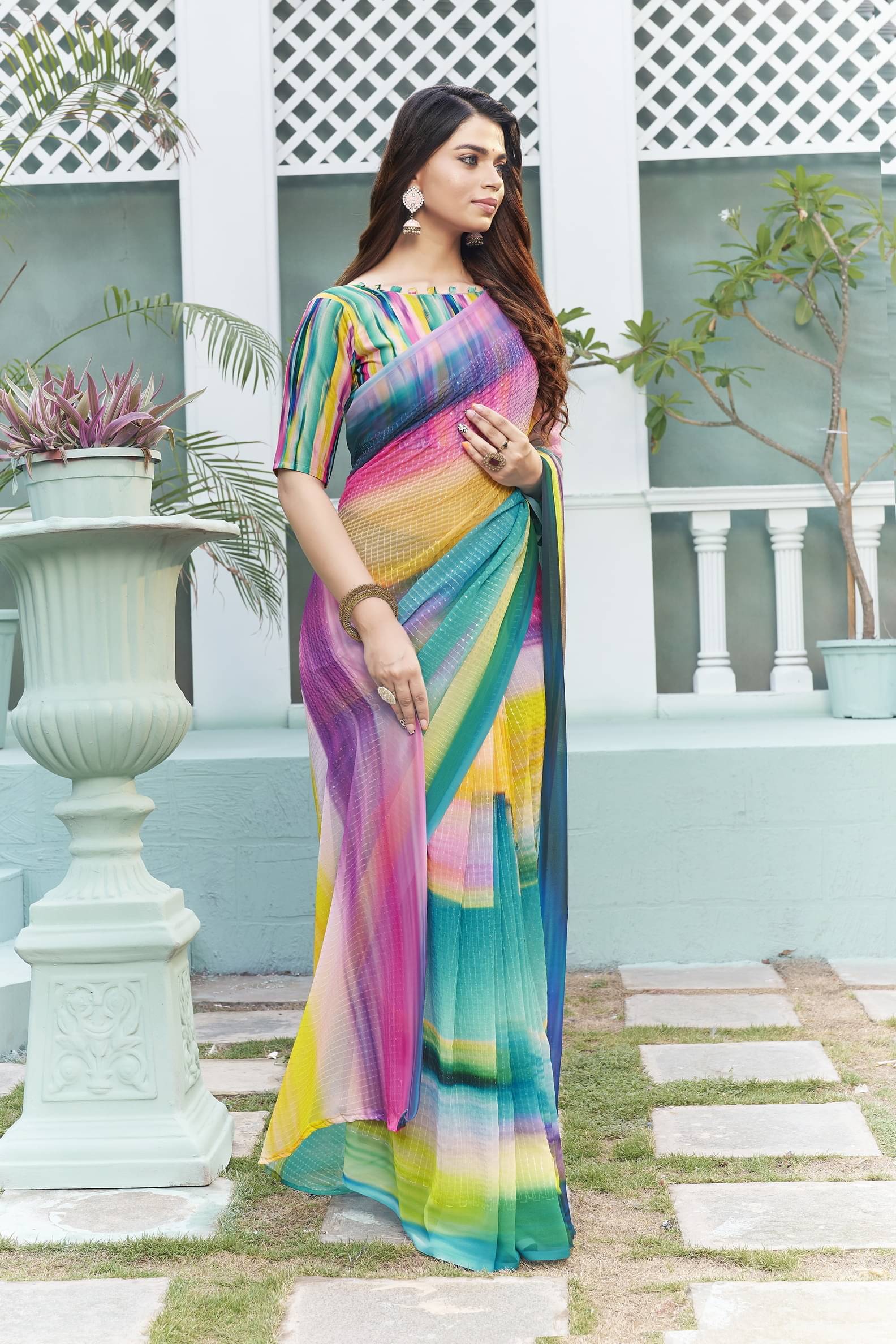 Sariya Georgette Embroidered Saree With Unstitched Blouse Piece ( Multicolor10 ) Sariya Georgette Embroidered Saree With Unstitched Blouse Piece ( Multicolor10 )