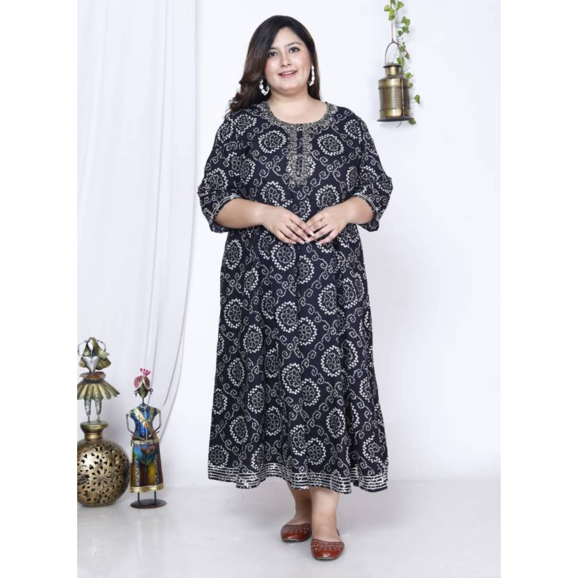 Swasti Black Anarkali Cotton Blend Women's Stitched Ethnic Gown ( Pack of 1 ) Swasti Black Anarkali Cotton Blend Women's Stitched Ethnic Gown ( Pack of 1 )