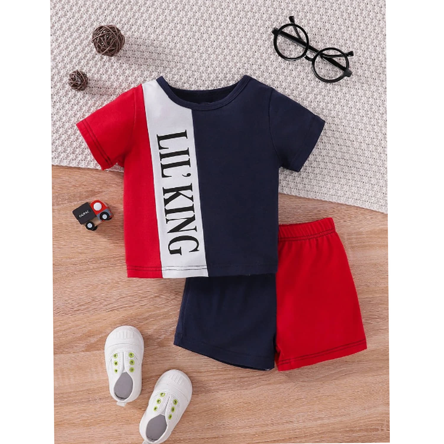 TitTom Pack of 1 Boys Cotton T-Shirt & Shorts Set ( Navy )
