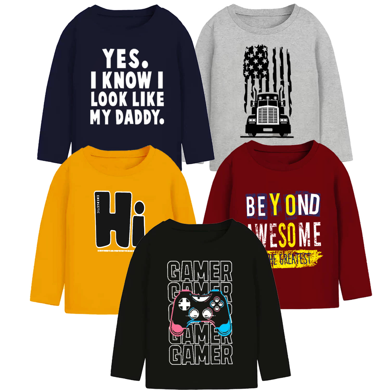 TitTom Pack of 5 Boys Cotton Blend T-Shirt ( Multicolor )