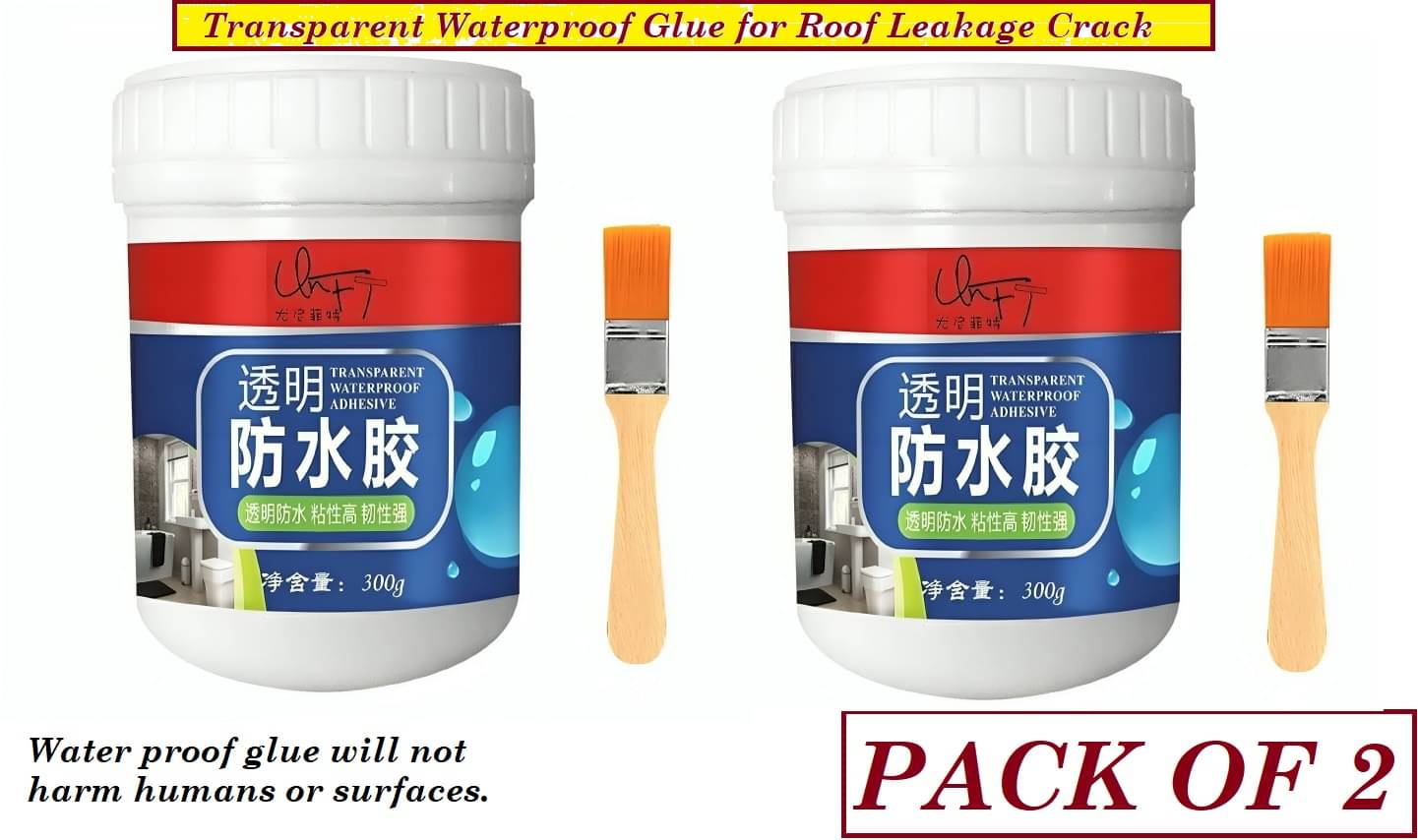     			Transparent Waterproof Glue for Roof Leakage Crack Seal Agent Roof Water Leakage Solution Pack of 2