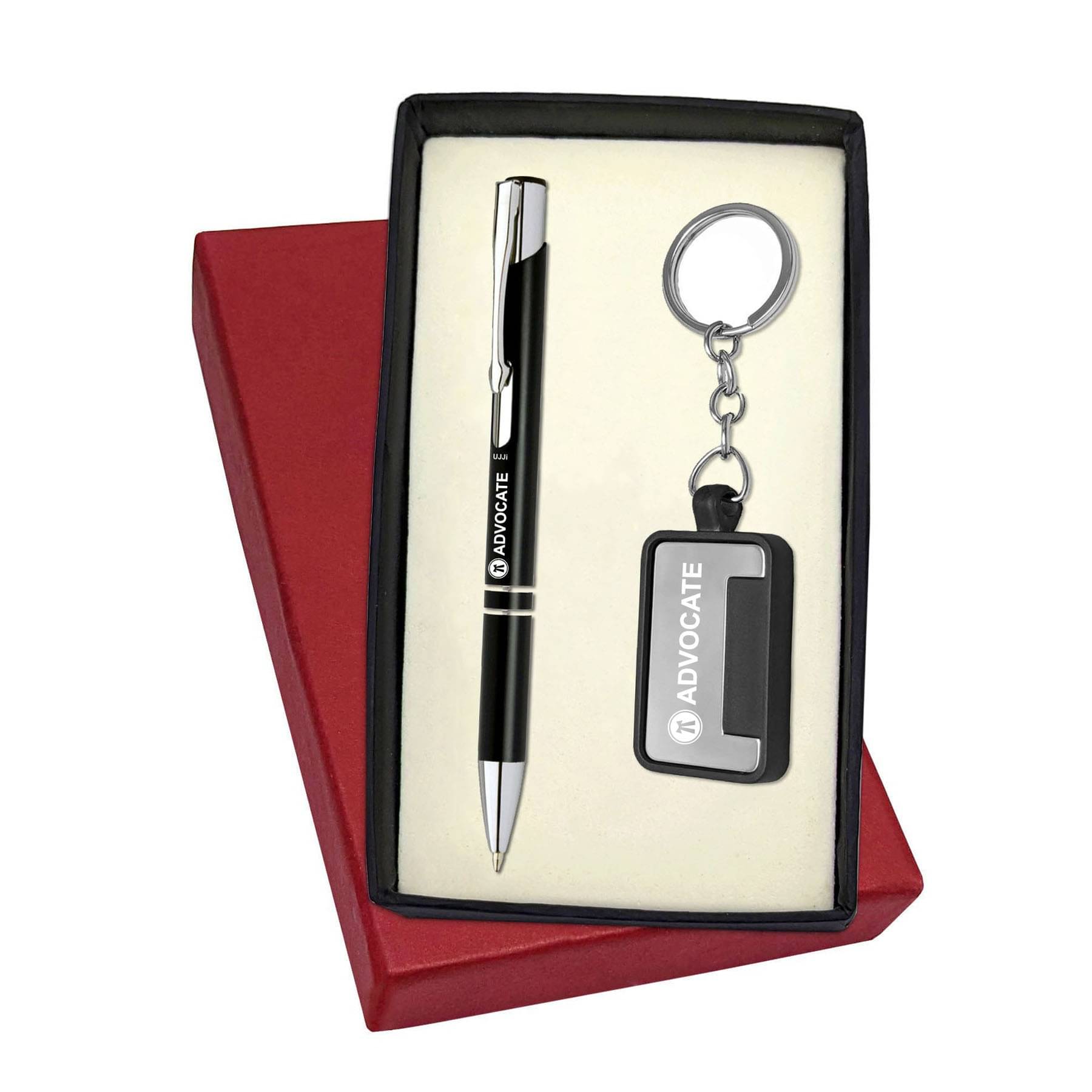     			UJJi Advocate Logo Click Black with Medium Point Refill Pen & Keychain Pen Gift Set
