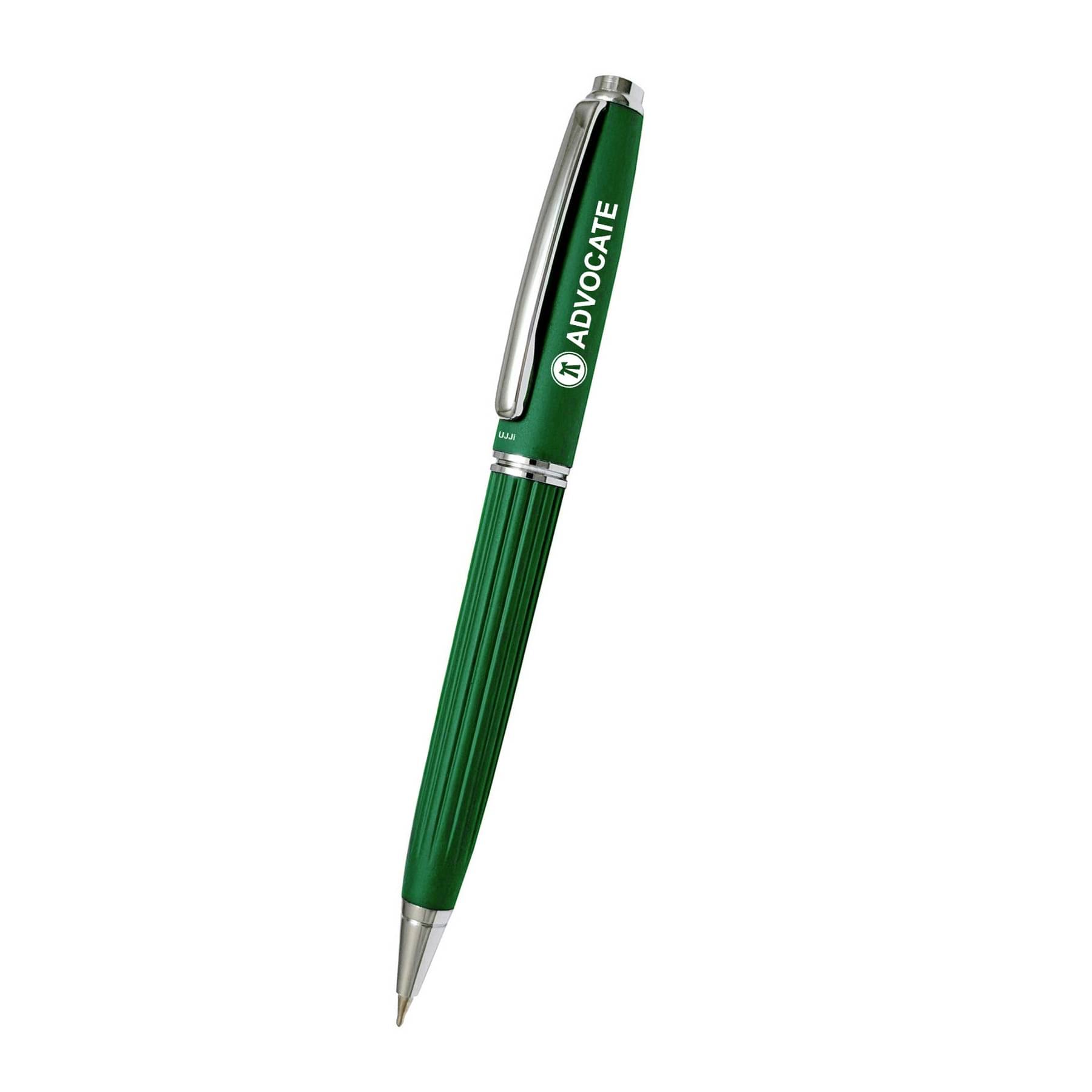     			UJJi Advocate Logo Lining Pattern Body Design Green Colour Metal Ball Pen