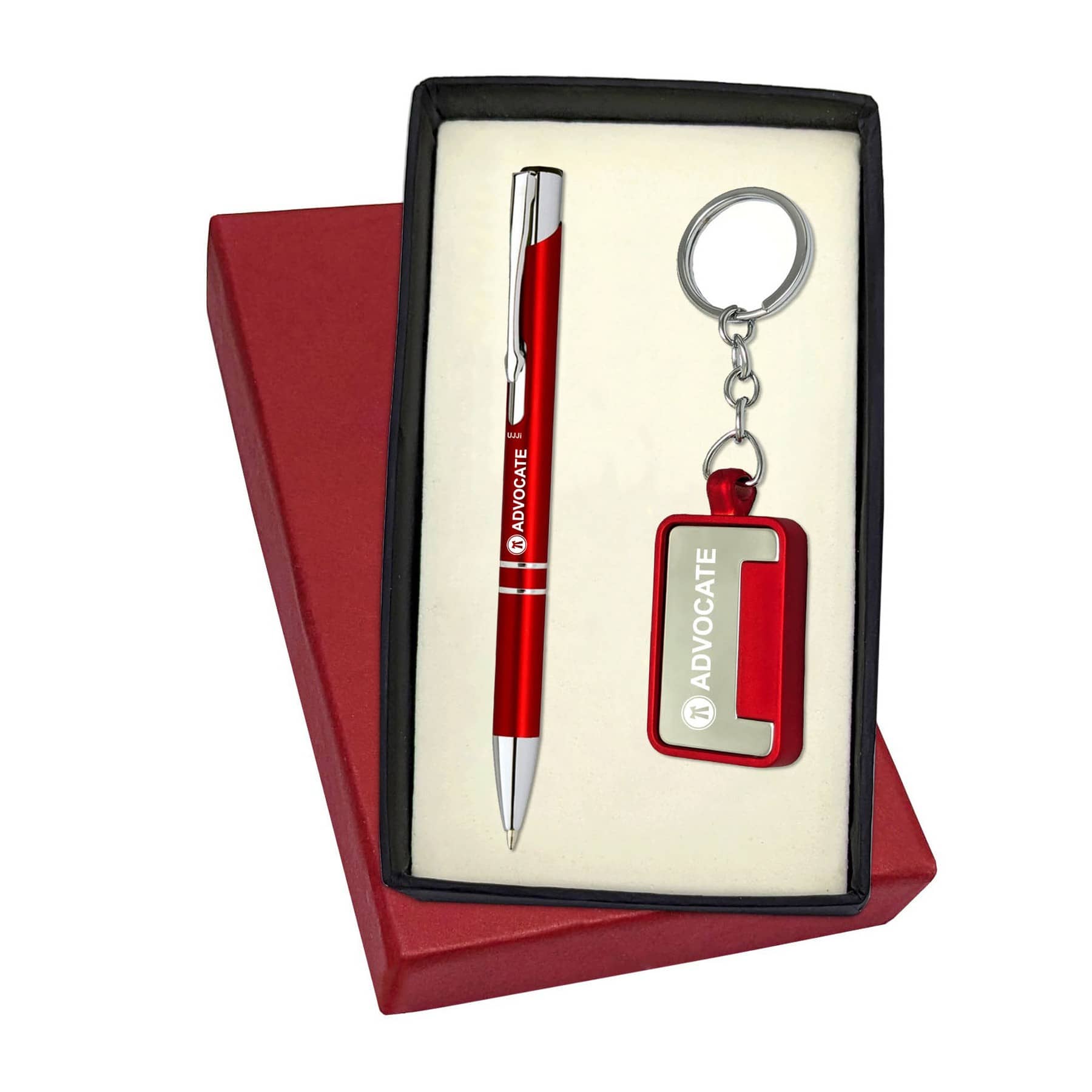 UJJi Advocate Logo Red Color with Medium Point Refill Pen & Keychain Pen Gift Set