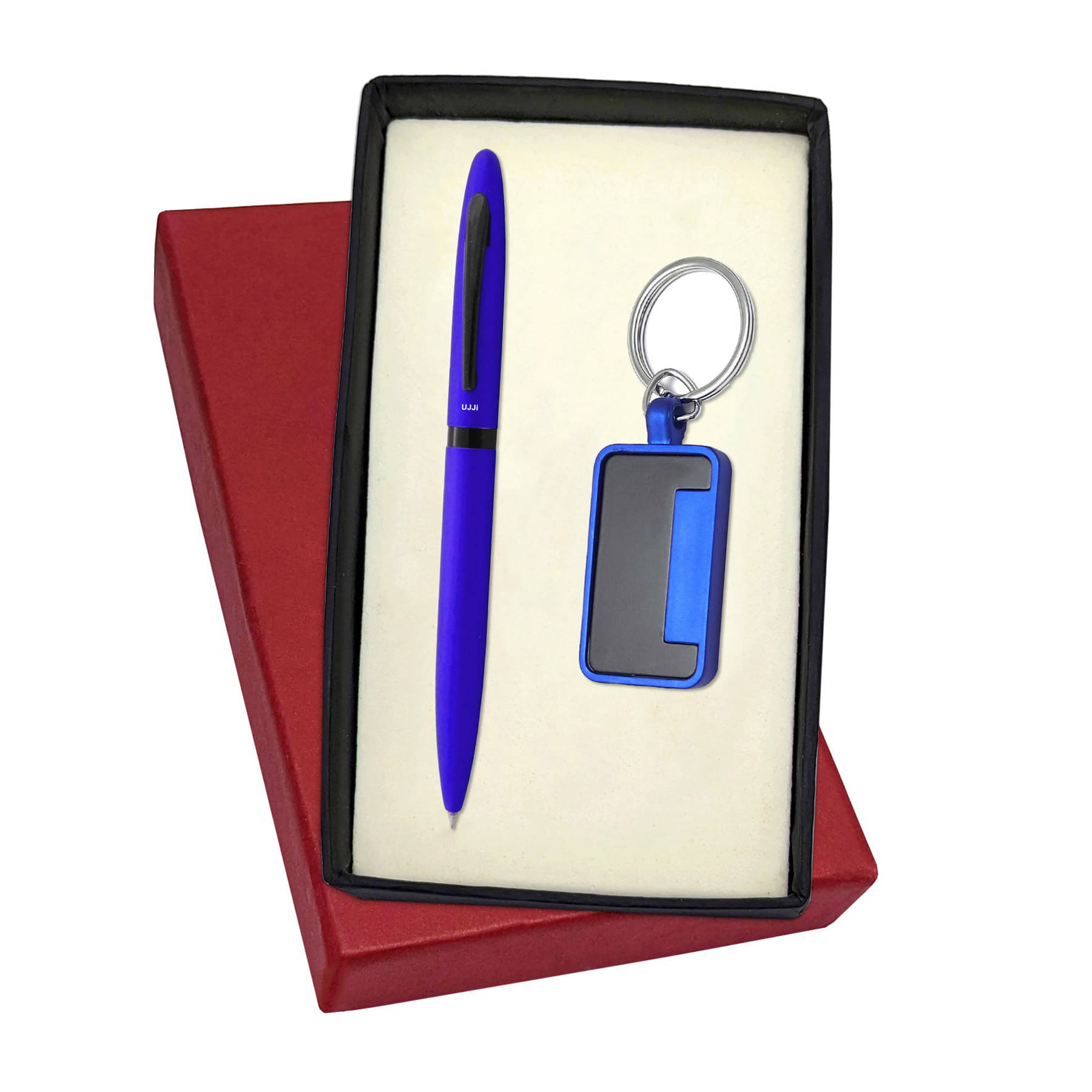 UJJi Metal Keychaind with Matte Blue Twist Mechanism Pen Gift Set UJJi Metal Keychaind with Matte Blue Twist Mechanism Pen Gift Set