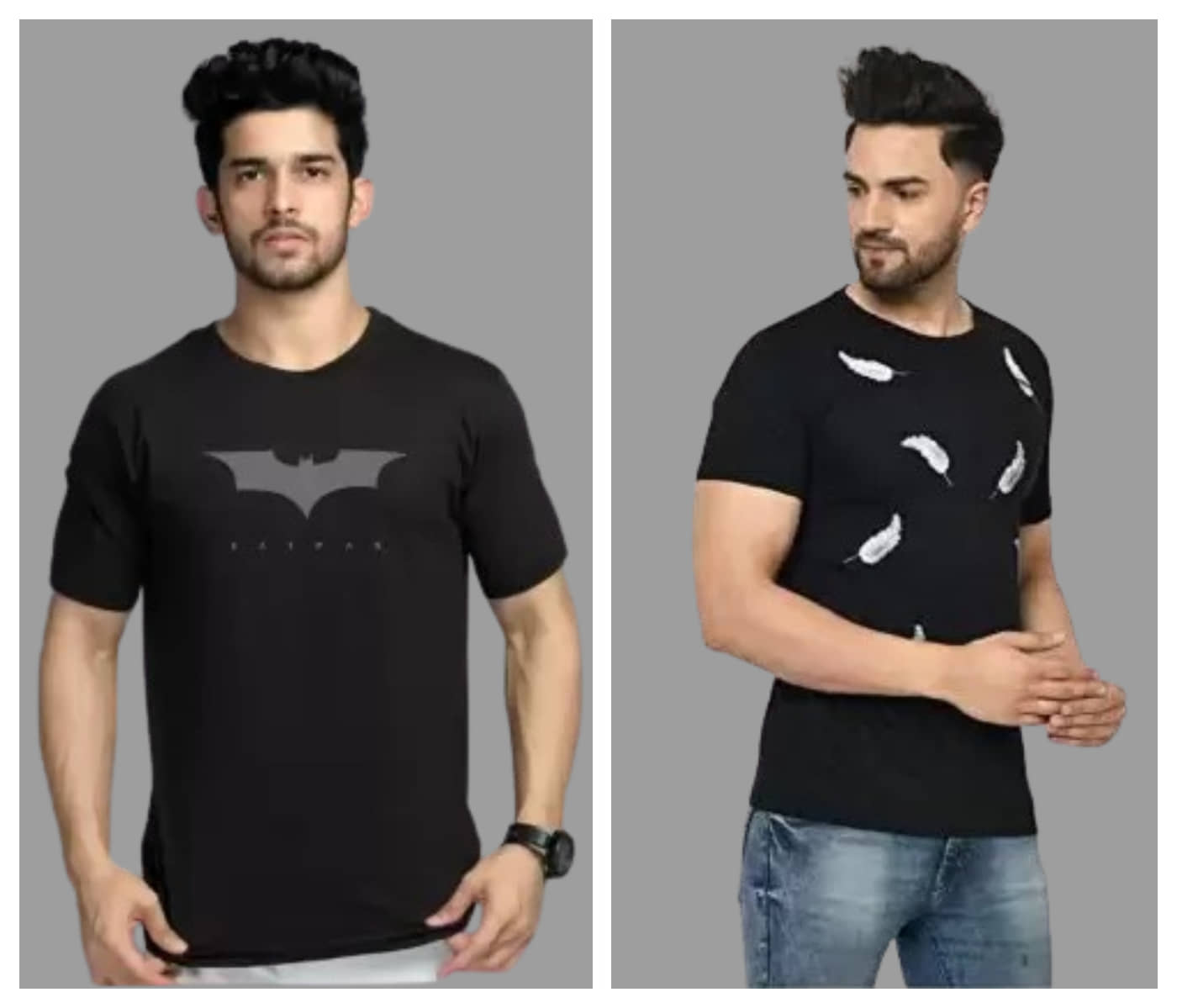 attitude start of fashion Pack of 2 Polyester Regular Fit Men's T-Shirt ( Black )