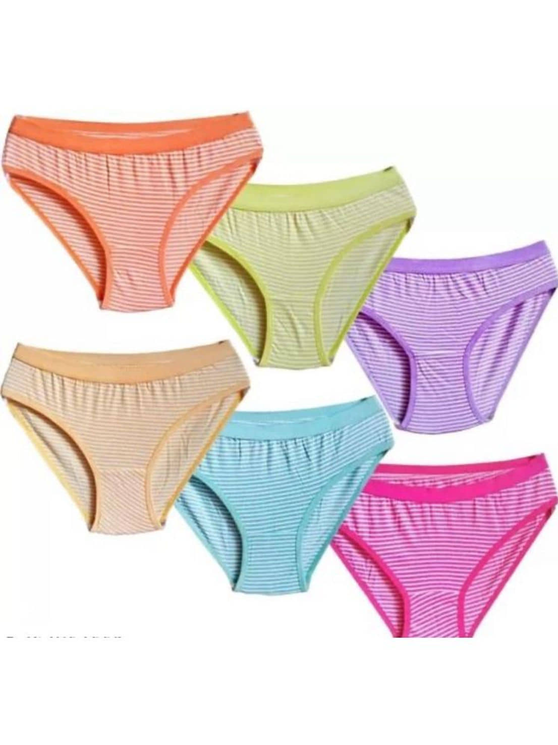 pinkshine Pack of 6 Cotton Bikini For Women ( Multicolor )