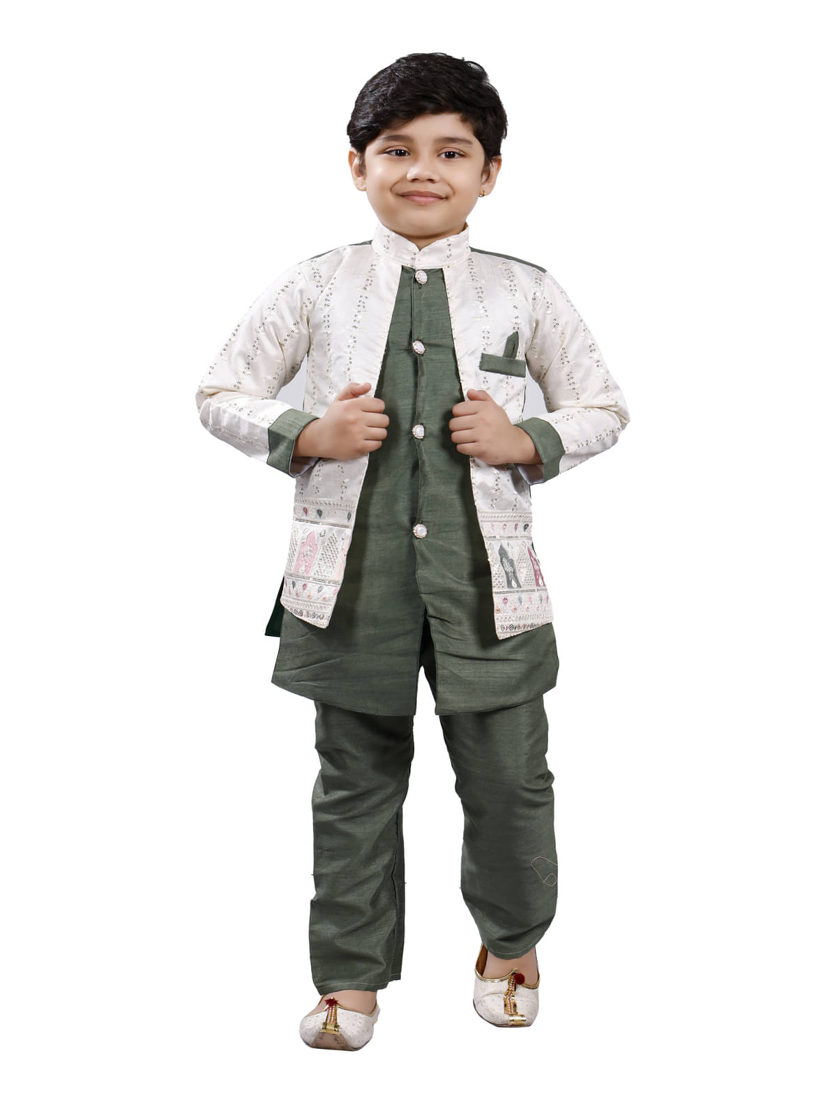 s muktar garments Boys Cotton Blend Abstract - Pattern Kurta Pant Set ( Green , Pack of 1 ) s muktar garments Boys Cotton Blend Abstract - Pattern Kurta Pant Set ( Green , Pack of 1 )