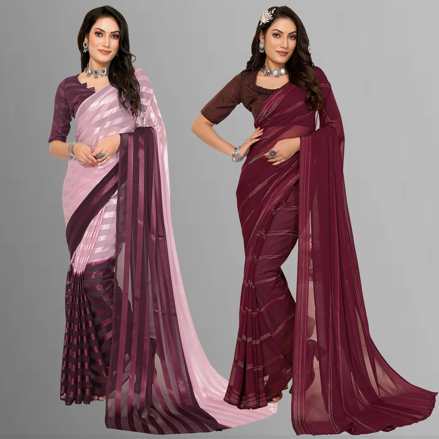ANAND SAREES Satin Striped Saree With Unstitched Blouse Piece ( Multicolor ) ANAND SAREES Satin Striped Saree With Unstitched Blouse Piece ( Multicolor )