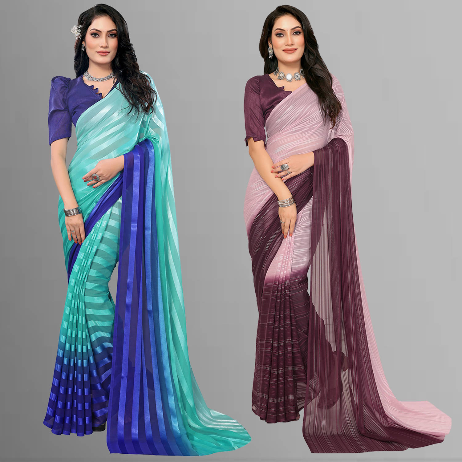     			ANAND SAREES Satin Striped Saree With Unstitched Blouse Piece ( Multicolor )