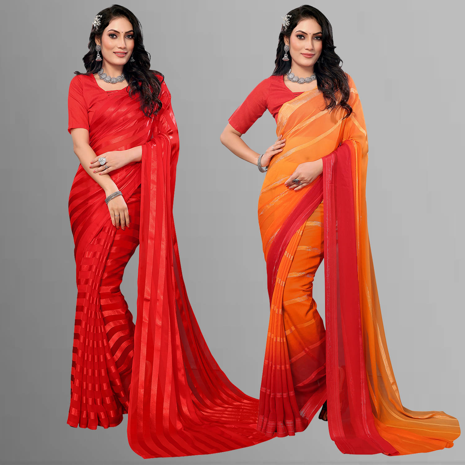 ANAND SAREES Satin Striped Saree With Unstitched Blouse Piece ( Multicolor )     			ANAND SAREES Satin Striped Saree With Unstitched Blouse Piece ( Multicolor )