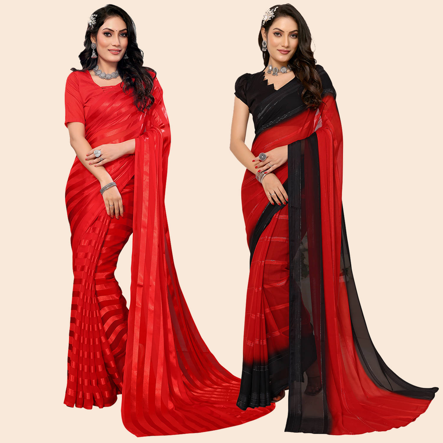 ANAND SAREES Satin Striped Saree With Unstitched Blouse Piece ( Multicolor ) ANAND SAREES Satin Striped Saree With Unstitched Blouse Piece ( Multicolor )