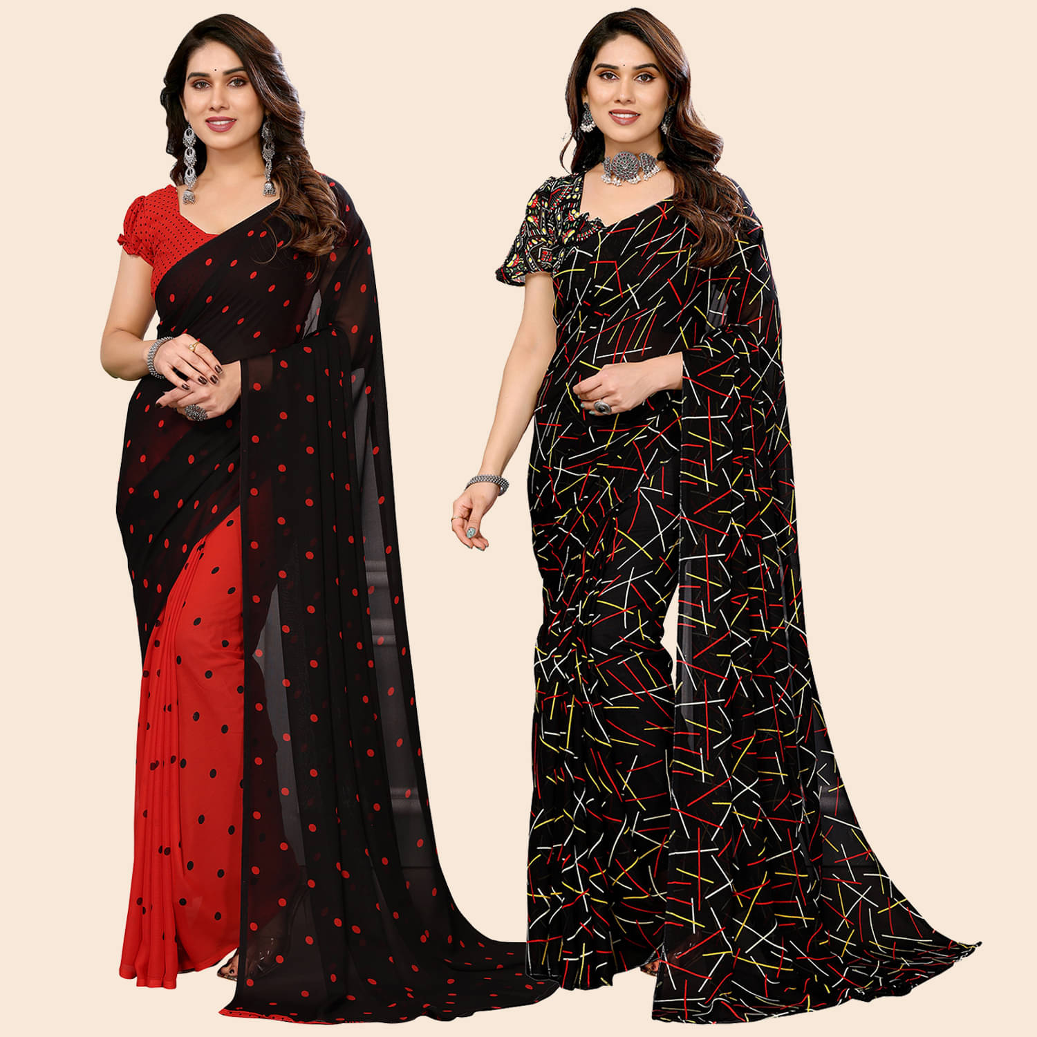 ANAND SAREES Georgette Printed Saree With Unstitched Blouse Piece ( Multicolor ) ANAND SAREES Georgette Printed Saree With Unstitched Blouse Piece ( Multicolor )