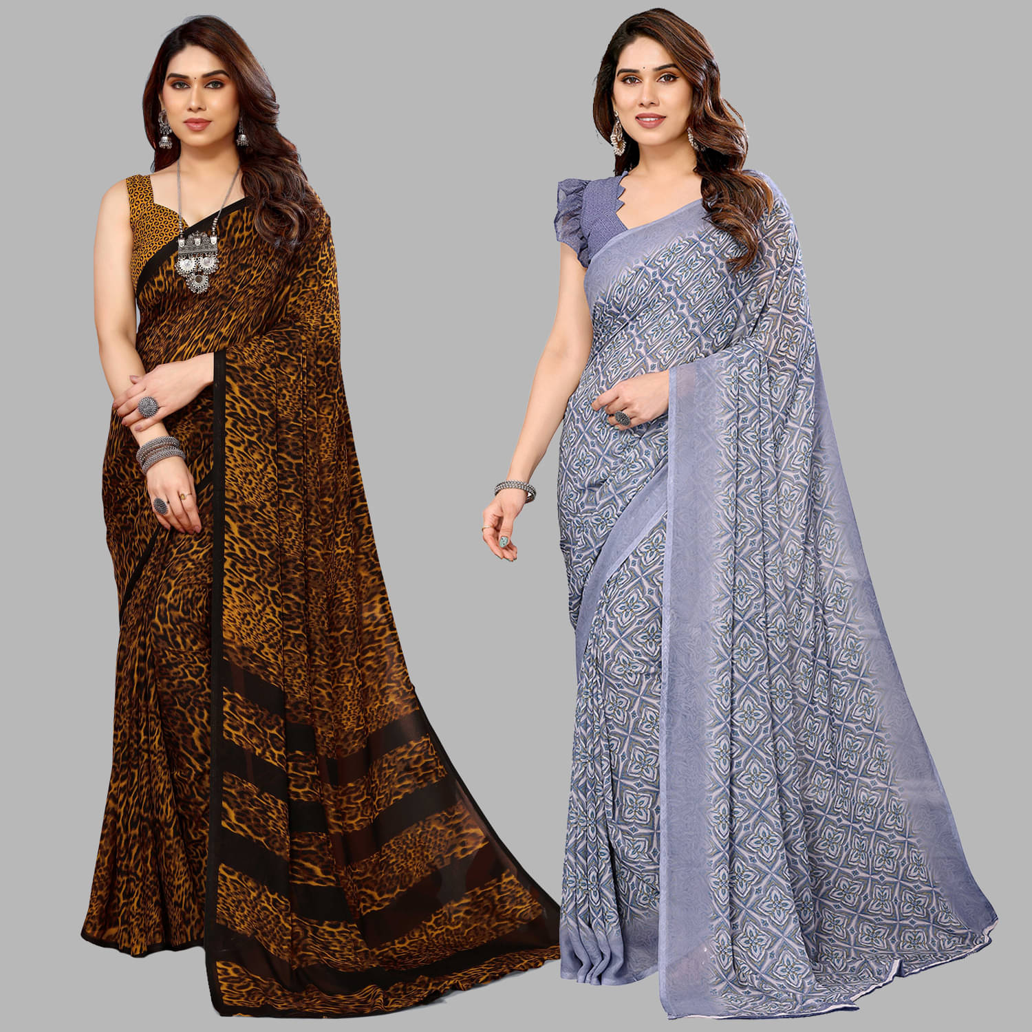 ANAND SAREES Georgette Printed Saree With Unstitched Blouse Piece ( Multicolor )     			ANAND SAREES Georgette Printed Saree With Unstitched Blouse Piece ( Multicolor )