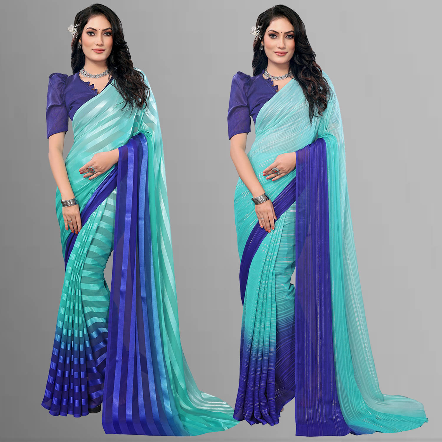 ANAND SAREES Satin Striped Saree With Unstitched Blouse Piece ( Multicolor ) ANAND SAREES Satin Striped Saree With Unstitched Blouse Piece ( Multicolor )