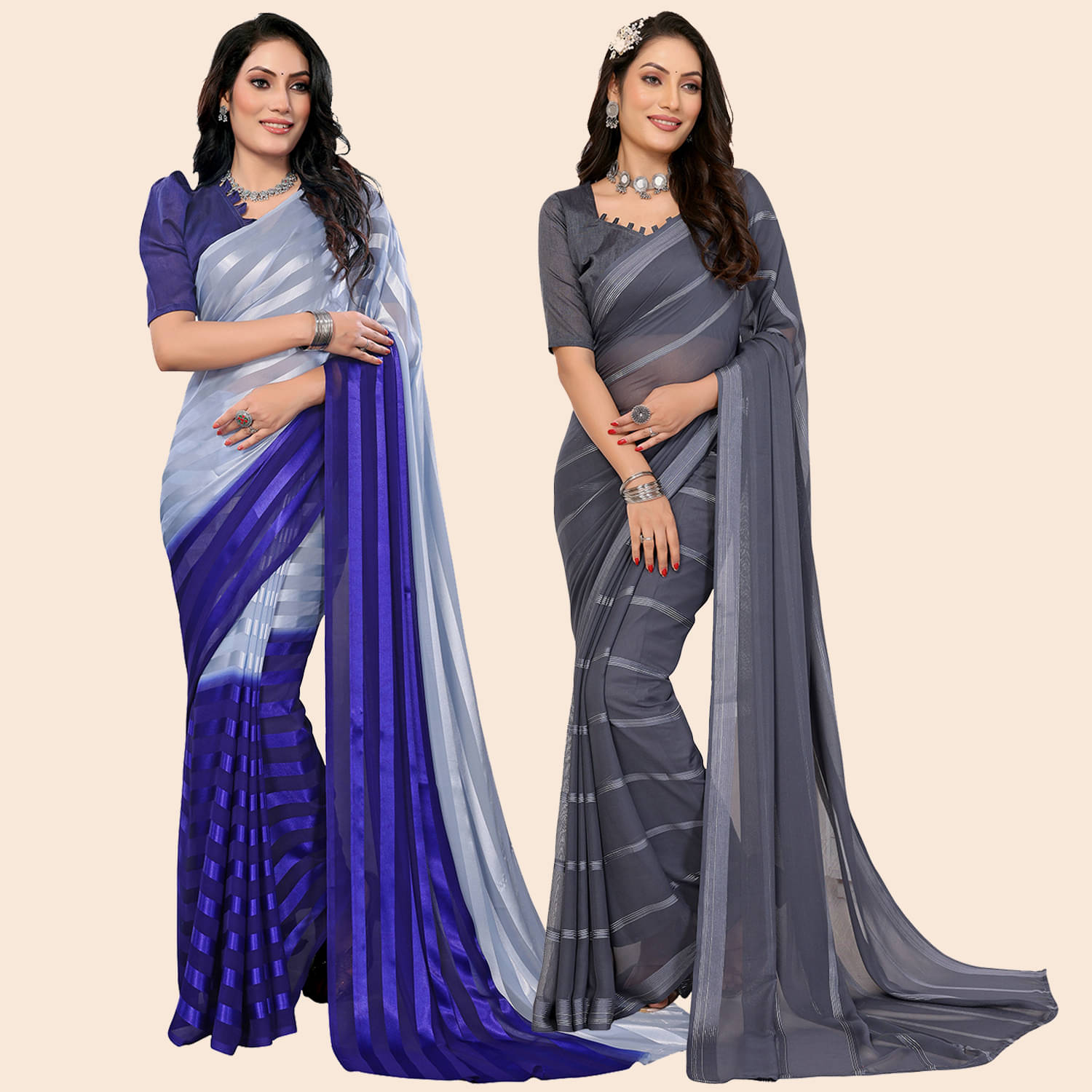     			ANAND SAREES Satin Striped Saree With Unstitched Blouse Piece ( Multicolor )