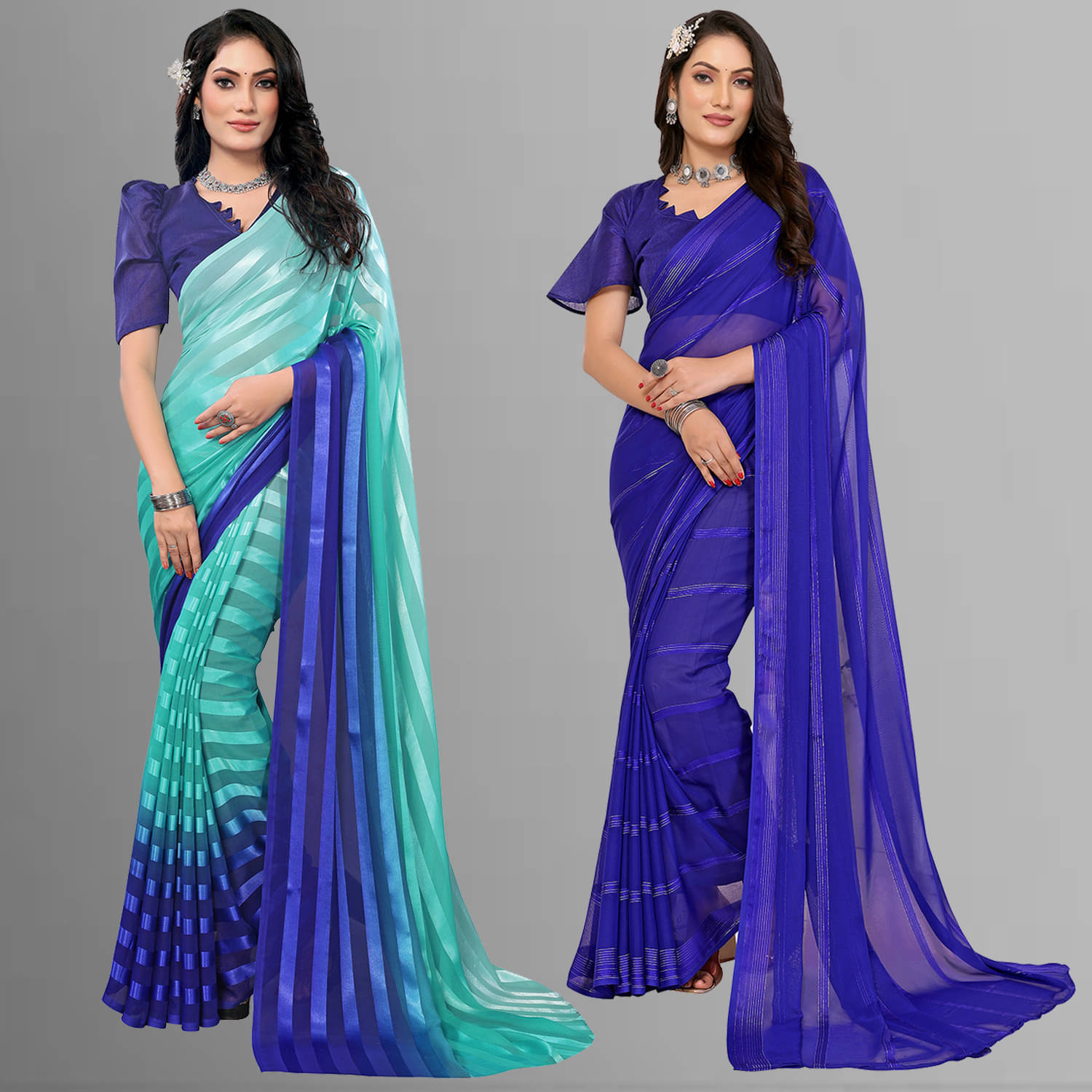     			ANAND SAREES Satin Striped Saree With Unstitched Blouse Piece ( Multicolor )