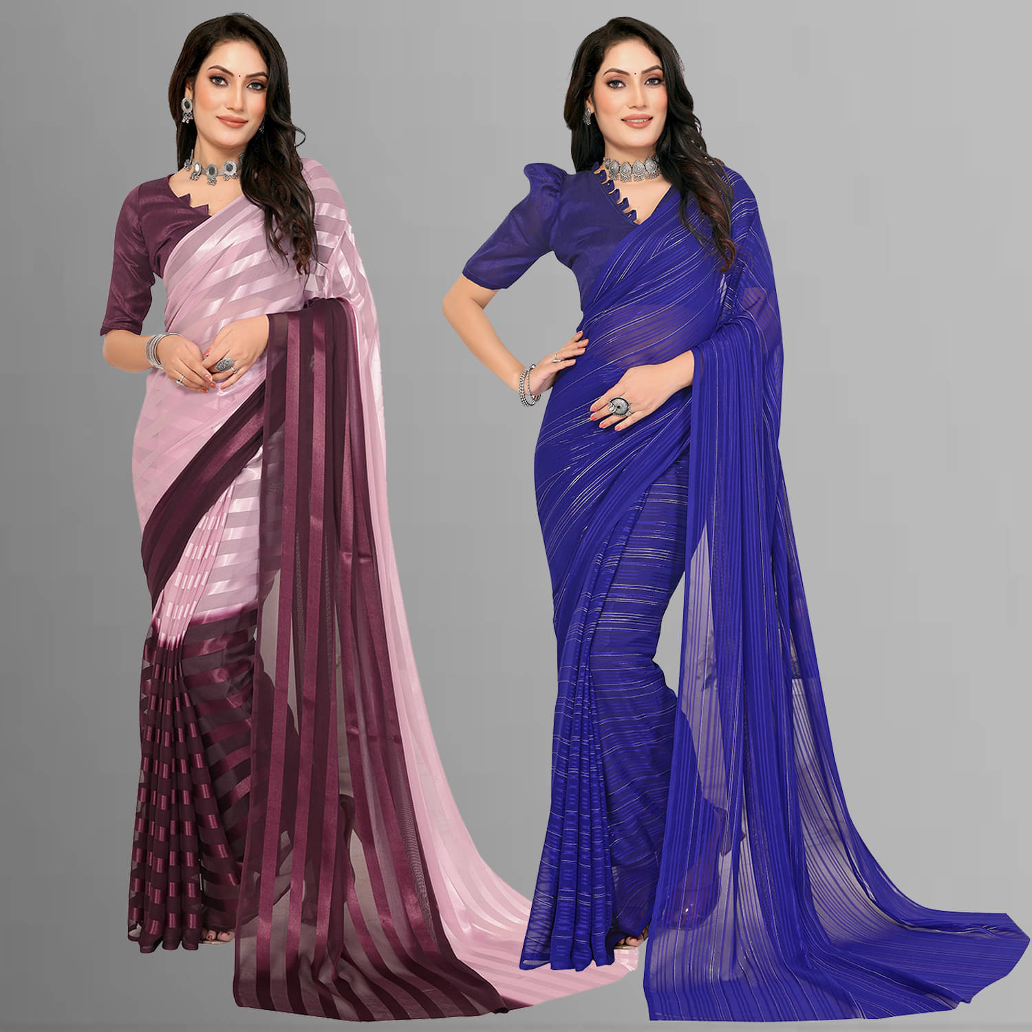 ANAND SAREES Satin Striped Saree With Unstitched Blouse Piece ( Multicolor ) ANAND SAREES Satin Striped Saree With Unstitched Blouse Piece ( Multicolor )