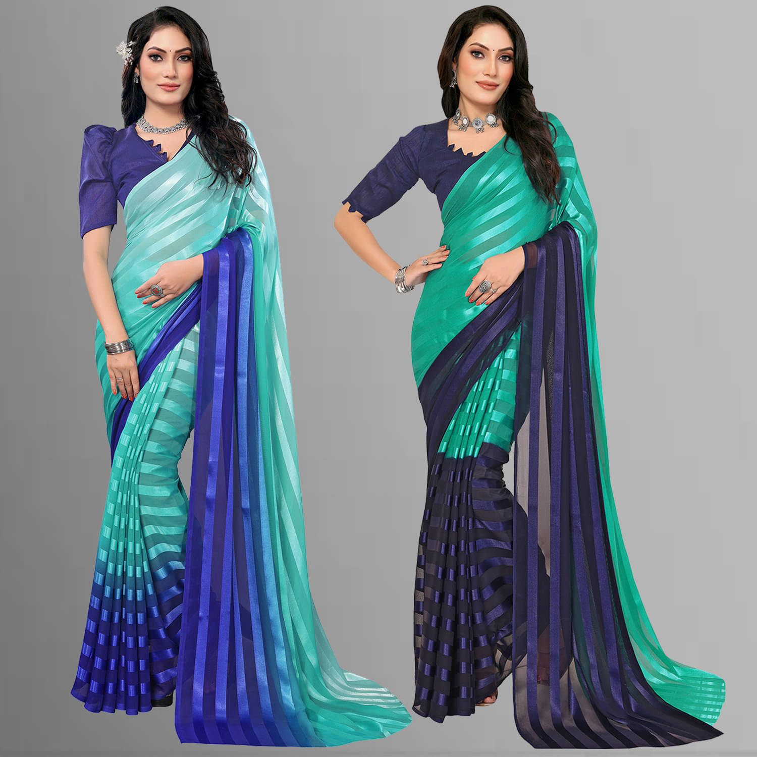     			ANAND SAREES Satin Striped Saree With Unstitched Blouse Piece ( Multicolor )