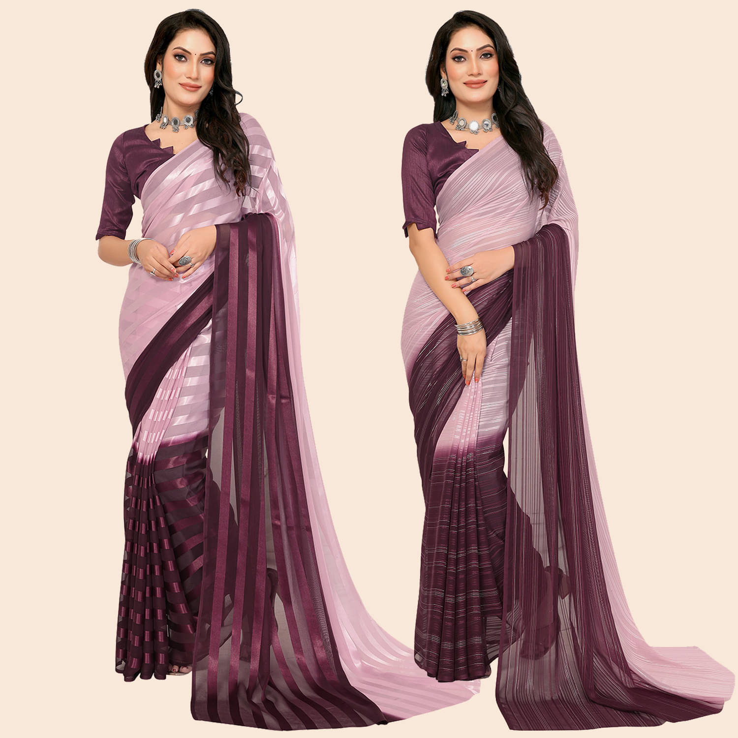 ANAND SAREES Satin Striped Saree With Unstitched Blouse Piece ( Multicolor ) ANAND SAREES Satin Striped Saree With Unstitched Blouse Piece ( Multicolor )