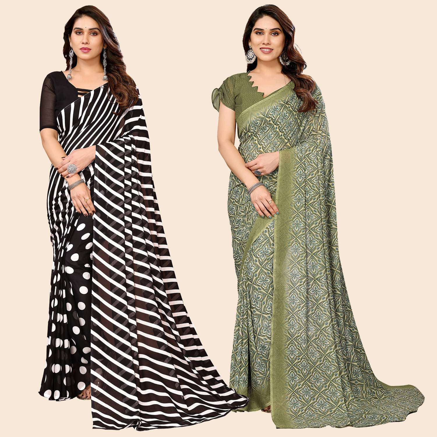 ANAND SAREES Georgette Printed Saree With Unstitched Blouse Piece ( Multicolor )     			ANAND SAREES Georgette Printed Saree With Unstitched Blouse Piece ( Multicolor )