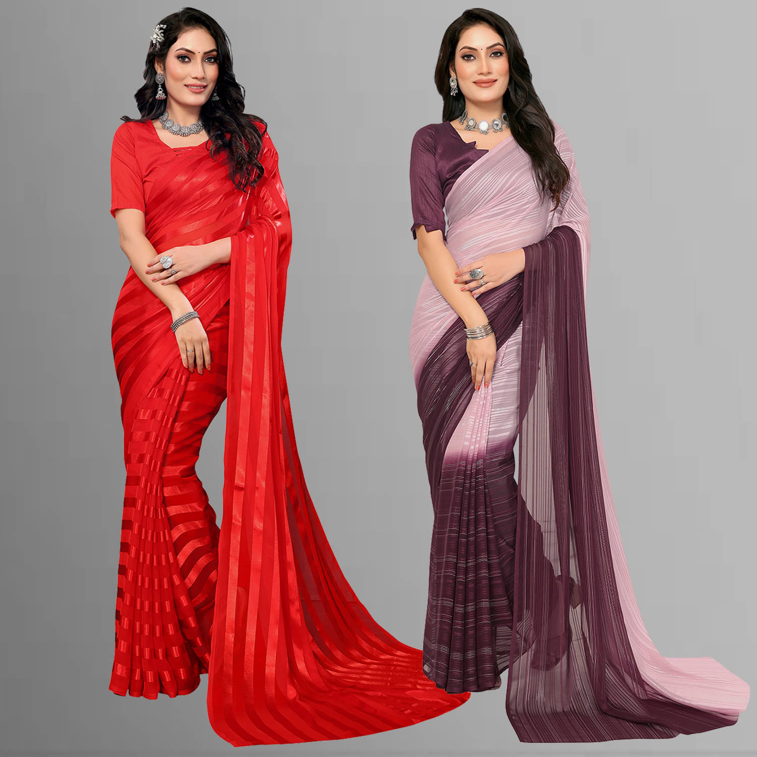 ANAND SAREES Satin Striped Saree With Unstitched Blouse Piece ( Multicolor ) ANAND SAREES Satin Striped Saree With Unstitched Blouse Piece ( Multicolor )