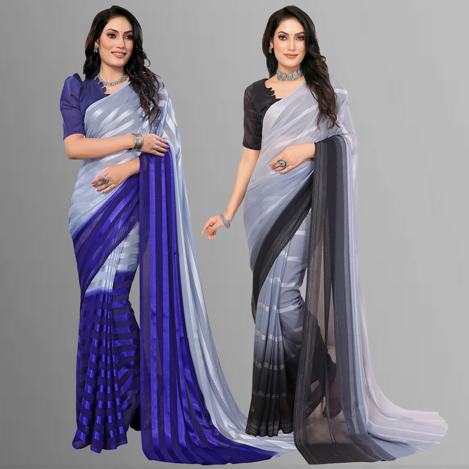 ANAND SAREES Satin Striped Saree With Unstitched Blouse Piece ( Multicolor )     			ANAND SAREES Satin Striped Saree With Unstitched Blouse Piece ( Multicolor )