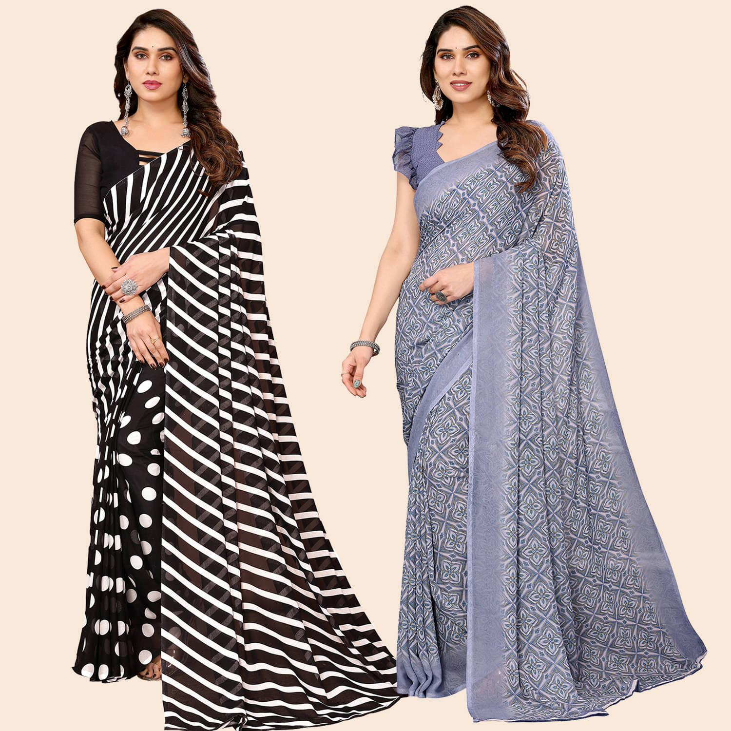 ANAND SAREES Georgette Printed Saree With Unstitched Blouse Piece ( Multicolor ) ANAND SAREES Georgette Printed Saree With Unstitched Blouse Piece ( Multicolor )