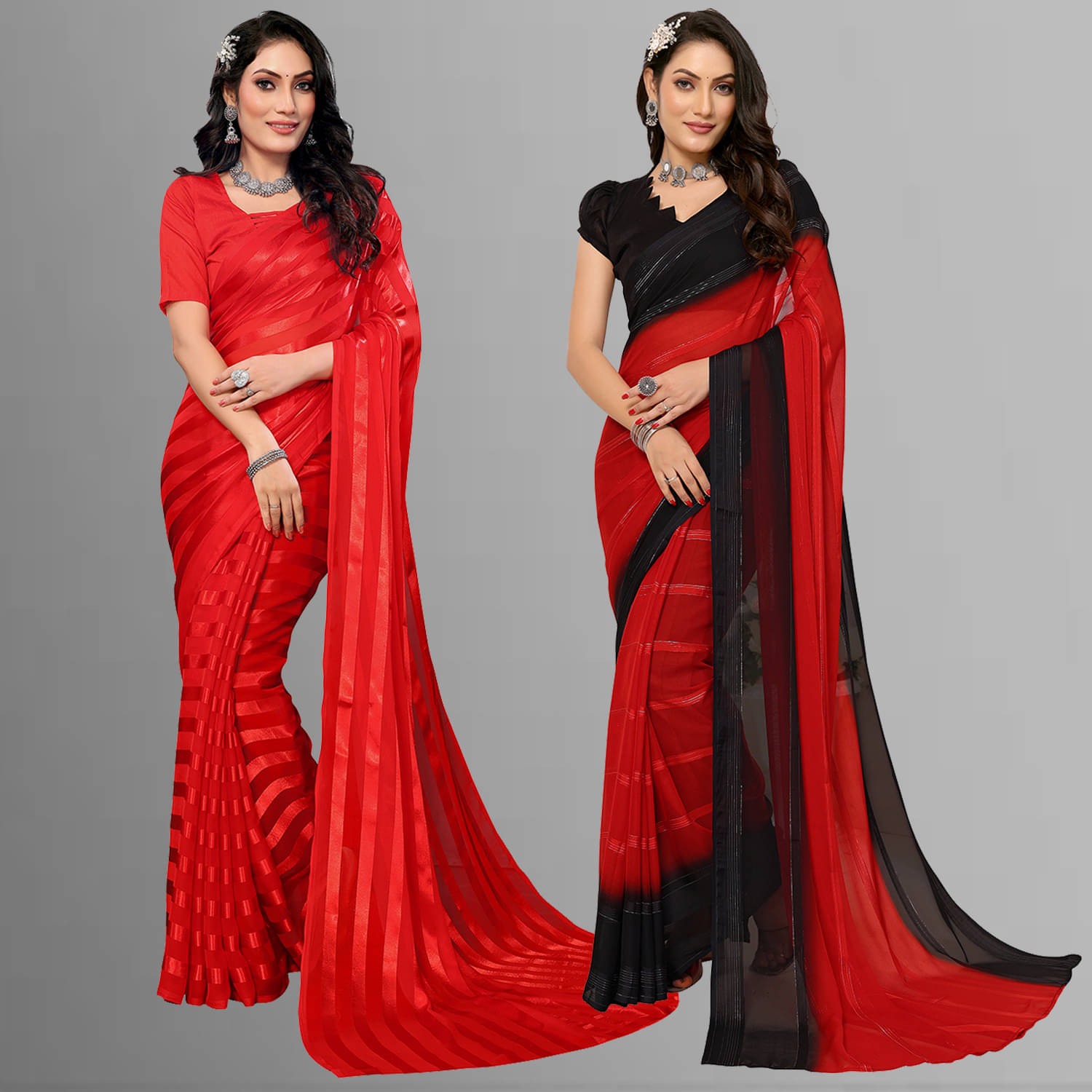 ANAND SAREES Satin Striped Saree With Unstitched Blouse Piece ( Multicolor ) ANAND SAREES Satin Striped Saree With Unstitched Blouse Piece ( Multicolor )