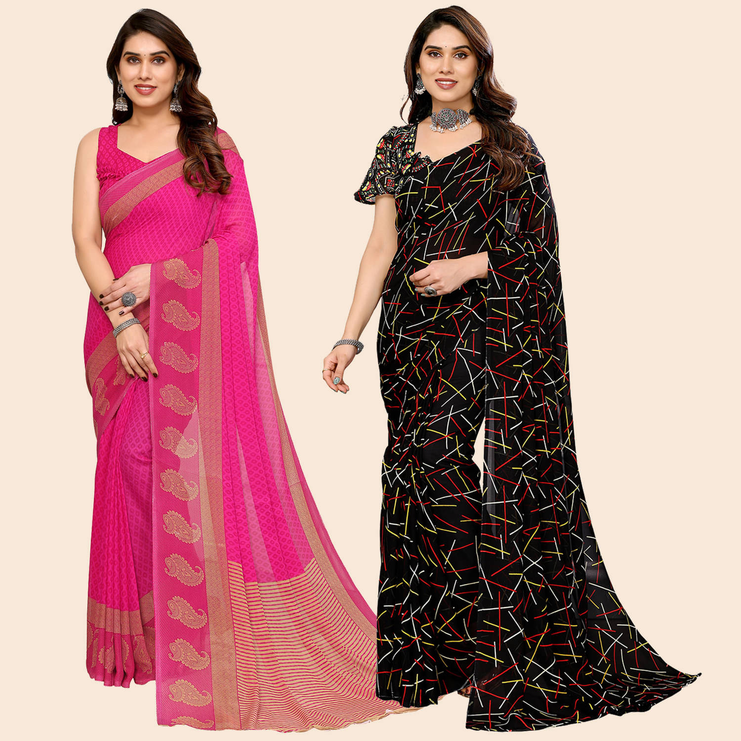 ANAND SAREES Georgette Printed Saree With Unstitched Blouse Piece ( Multicolor )     			ANAND SAREES Georgette Printed Saree With Unstitched Blouse Piece ( Multicolor )