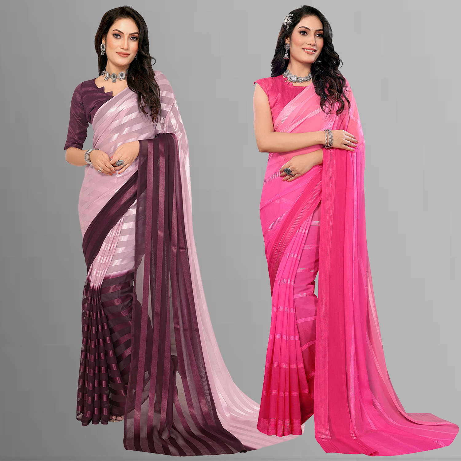 ANAND SAREES Satin Striped Saree With Unstitched Blouse Piece ( Multicolor )     			ANAND SAREES Satin Striped Saree With Unstitched Blouse Piece ( Multicolor )