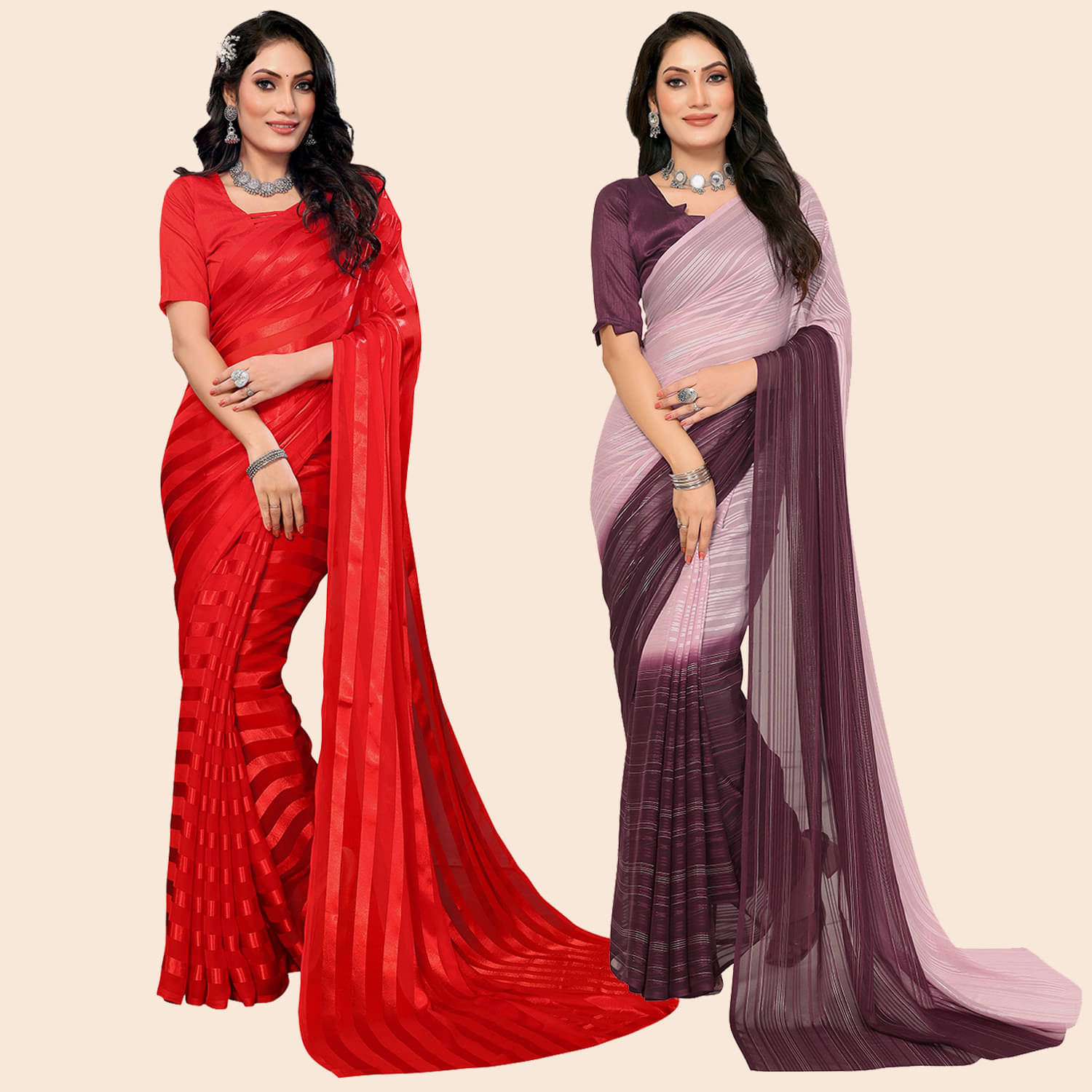     			ANAND SAREES Satin Striped Saree With Unstitched Blouse Piece ( Multicolor )