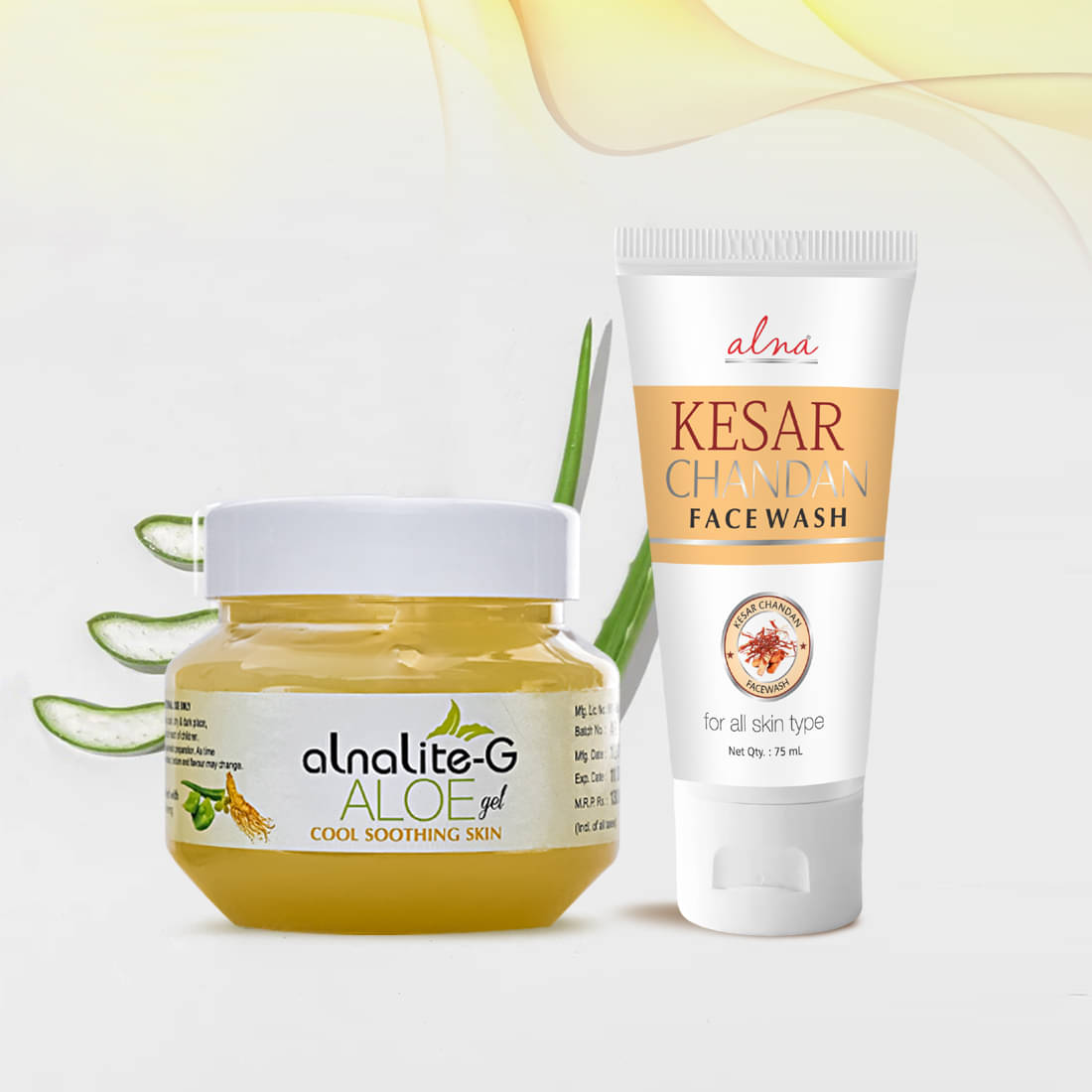     			Alna Alnalite-G Aloe Gel 100gm with Kesar Chandan Face Wash 75ml , Pack of 2