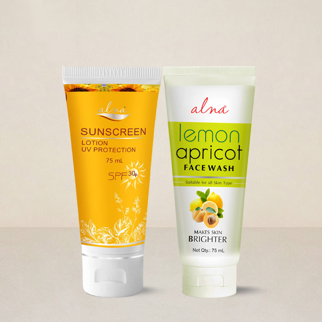     			Alna Sunscreen Lotion SPF 30+ with Lemon Apricot Face Wash 75ml Each , Pack of 2