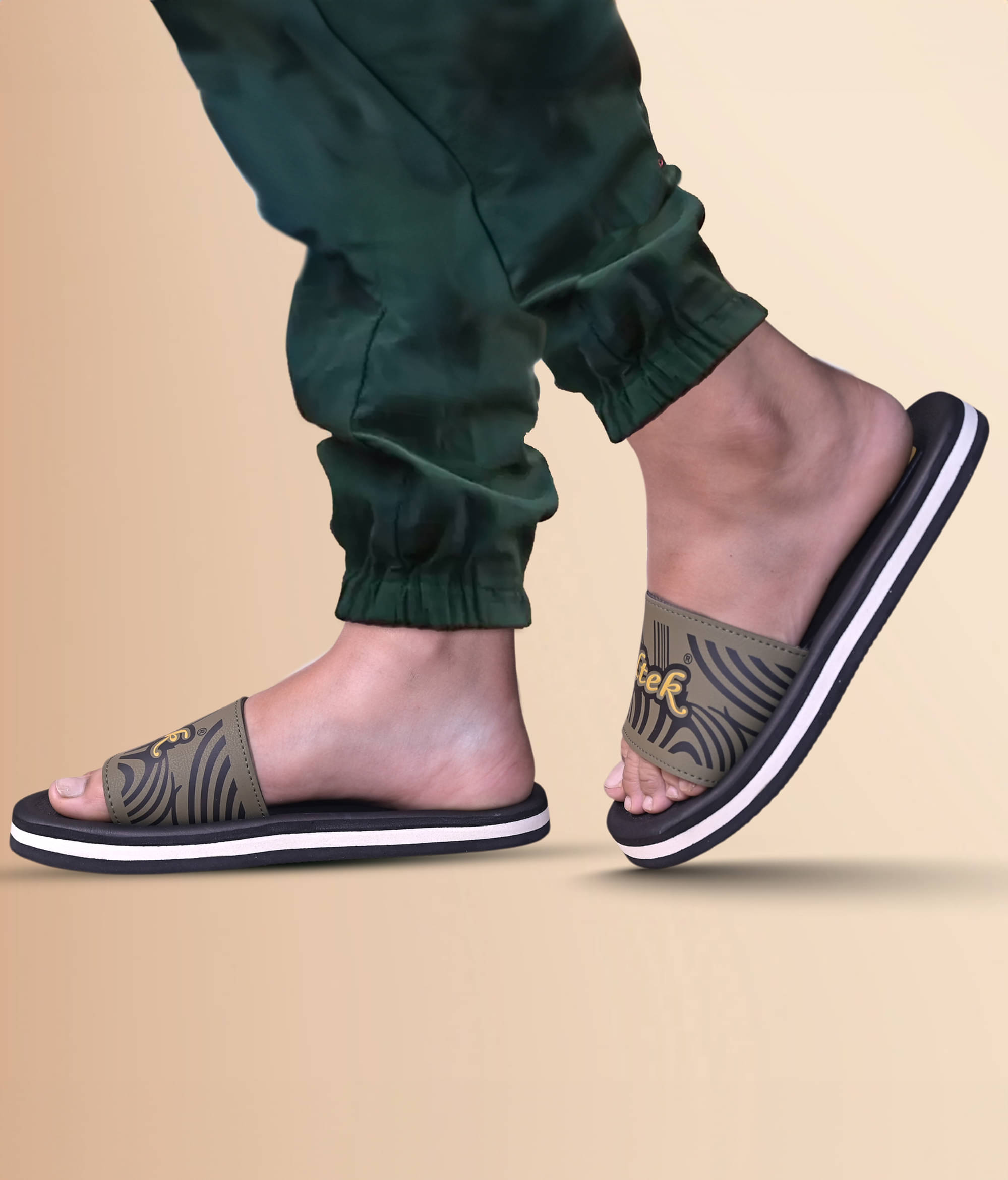     			Altek Lime Green Men's Slide Flip Flop