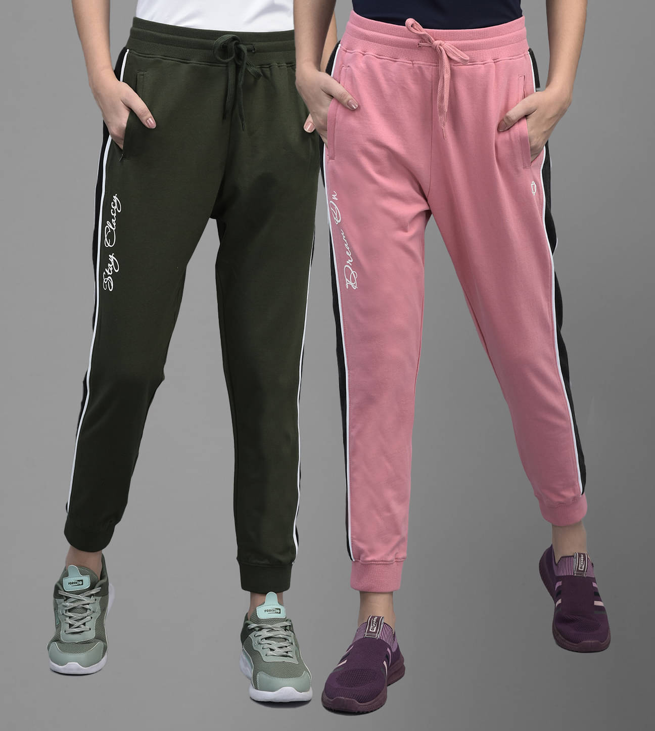     			Dollar Multicolor Cotton Blend Women's Running Joggers ( Pack of 2 )