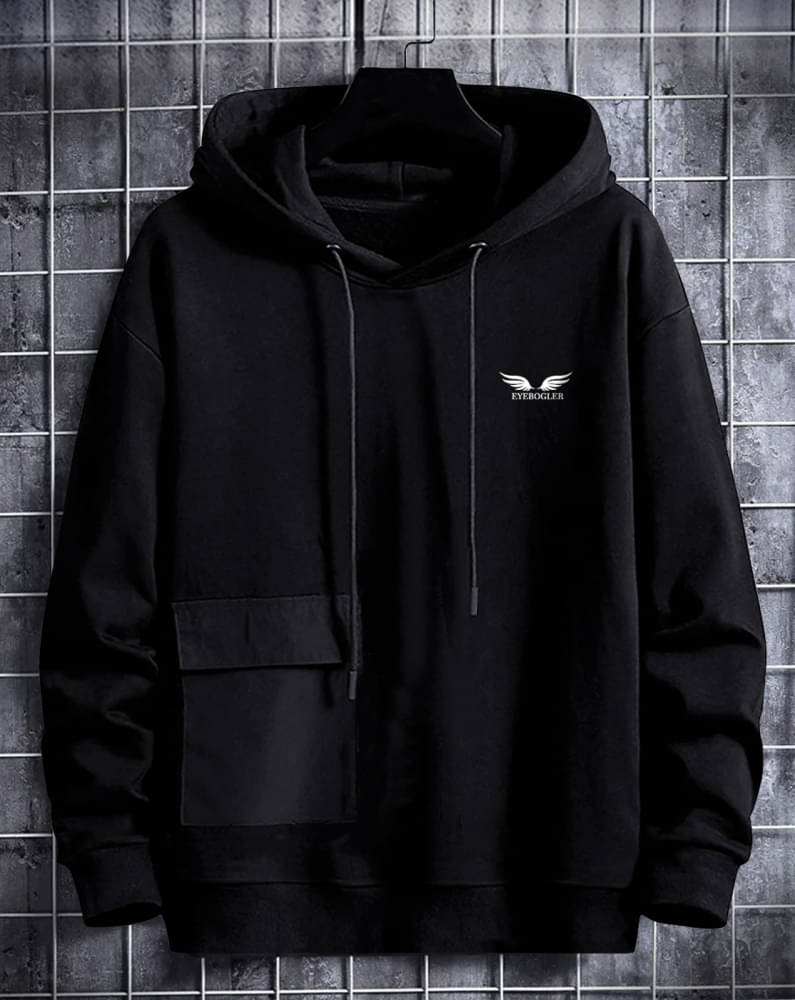     			Eyebogler Cotton Blend Hooded Men's Sweatshirt - Black ( Pack of 1 )