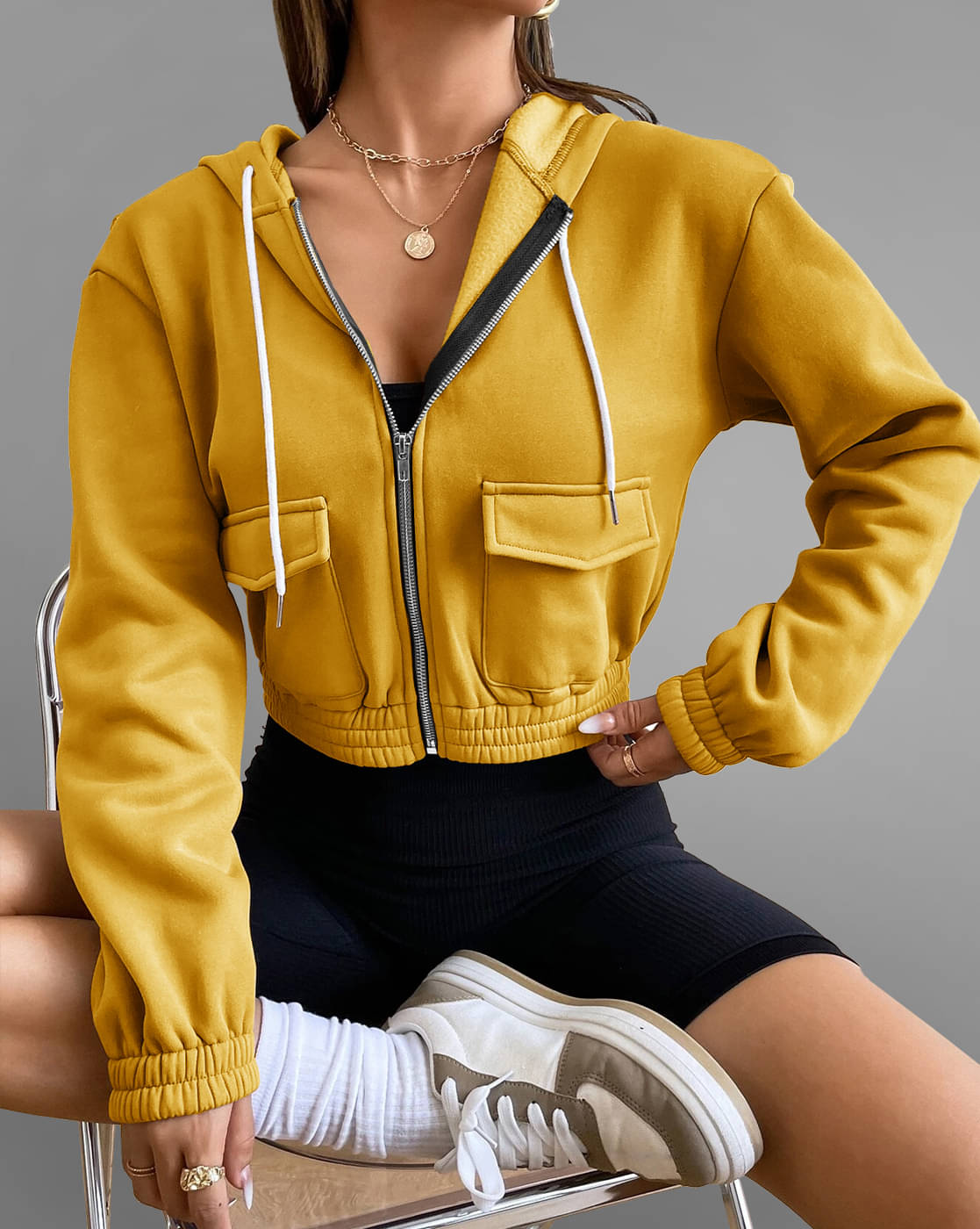 Eyebogler Cotton - Fleece Women's Hooded Sweatshirt ( Yellow ) Eyebogler Cotton - Fleece Women's Hooded Sweatshirt ( Yellow )