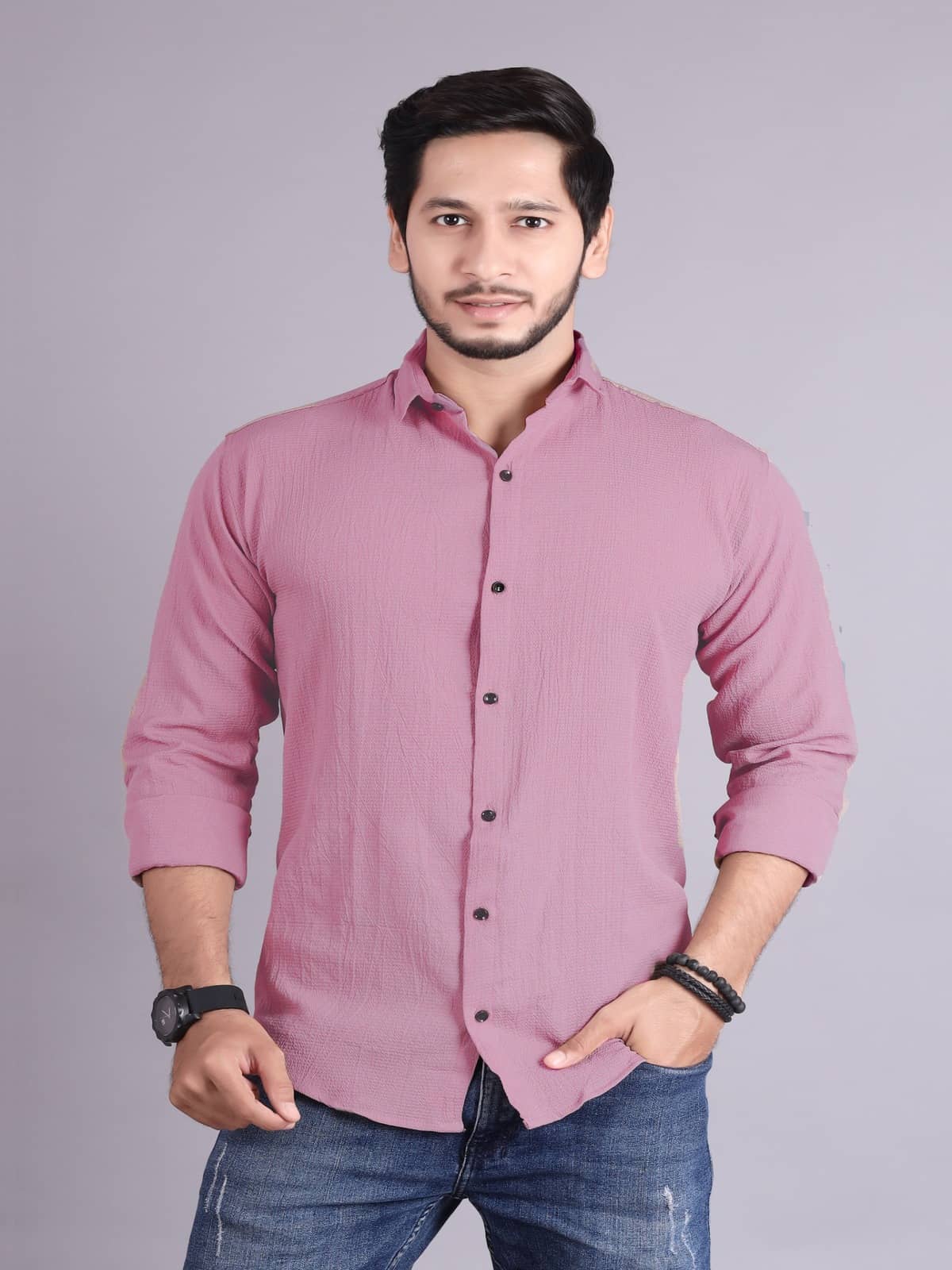 JEEVAAN - THE PERFECT FASHION Cotton Blend Slim Fit Solids Full Sleeves Men's Casual Shirt - Peach ( Pack of 1 )
