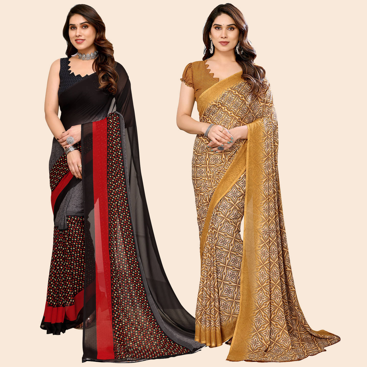 Kashvi Sarees Georgette Printed Saree With Unstitched Blouse Piece ( Multicolor ) Kashvi Sarees Georgette Printed Saree With Unstitched Blouse Piece ( Multicolor )