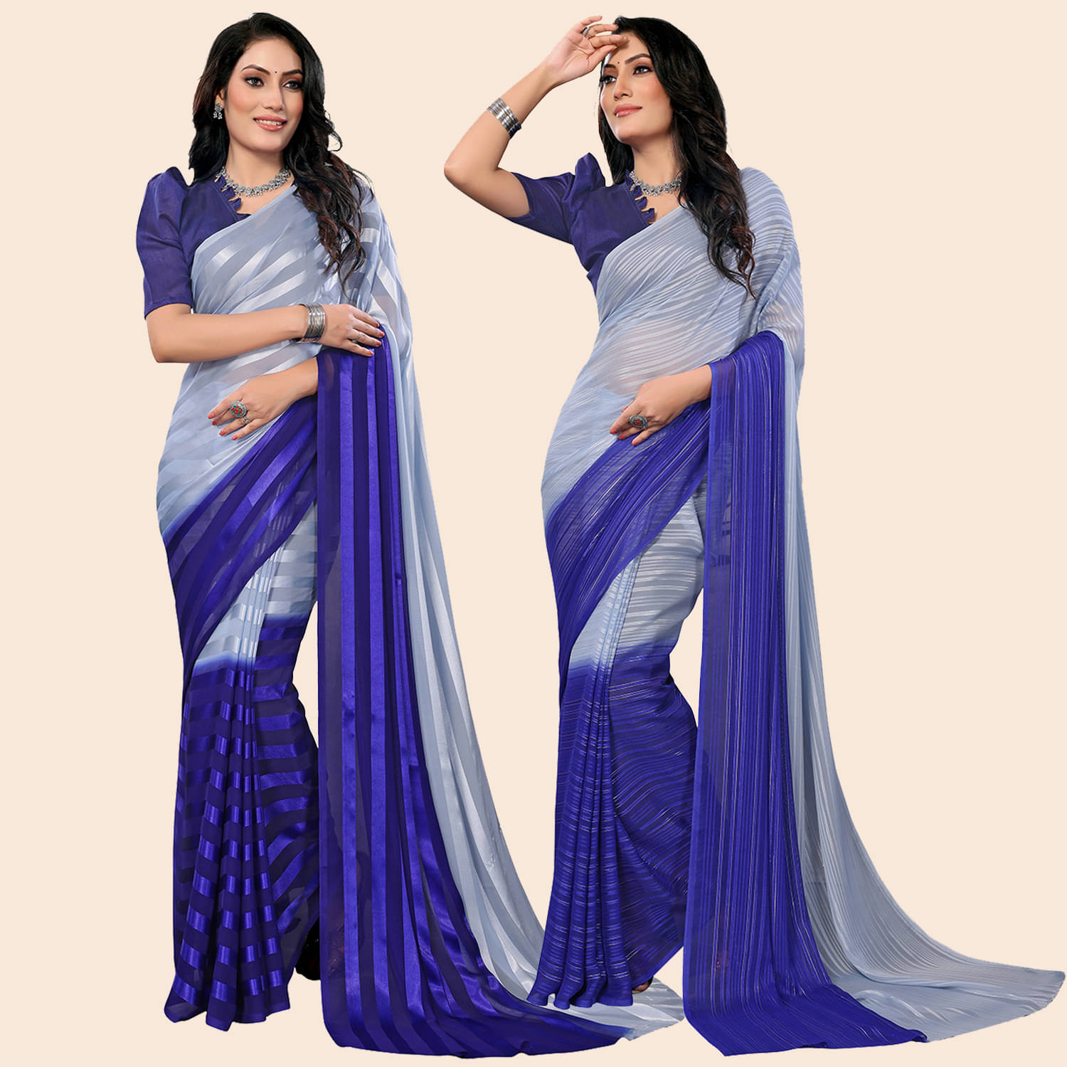 Kashvi Sarees Satin Striped Saree With Unstitched Blouse Piece ( Multicolor )     			Kashvi Sarees Satin Striped Saree With Unstitched Blouse Piece ( Multicolor )