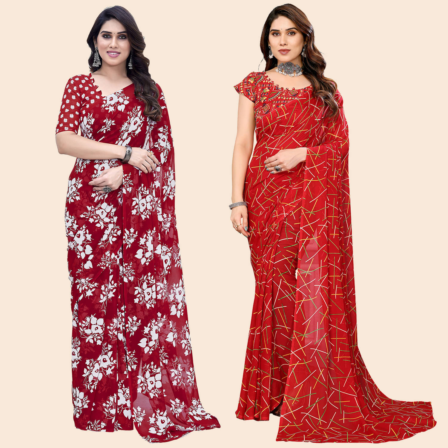 Kashvi Sarees Georgette Printed Saree With Unstitched Blouse Piece ( Multicolor ) Kashvi Sarees Georgette Printed Saree With Unstitched Blouse Piece ( Multicolor )