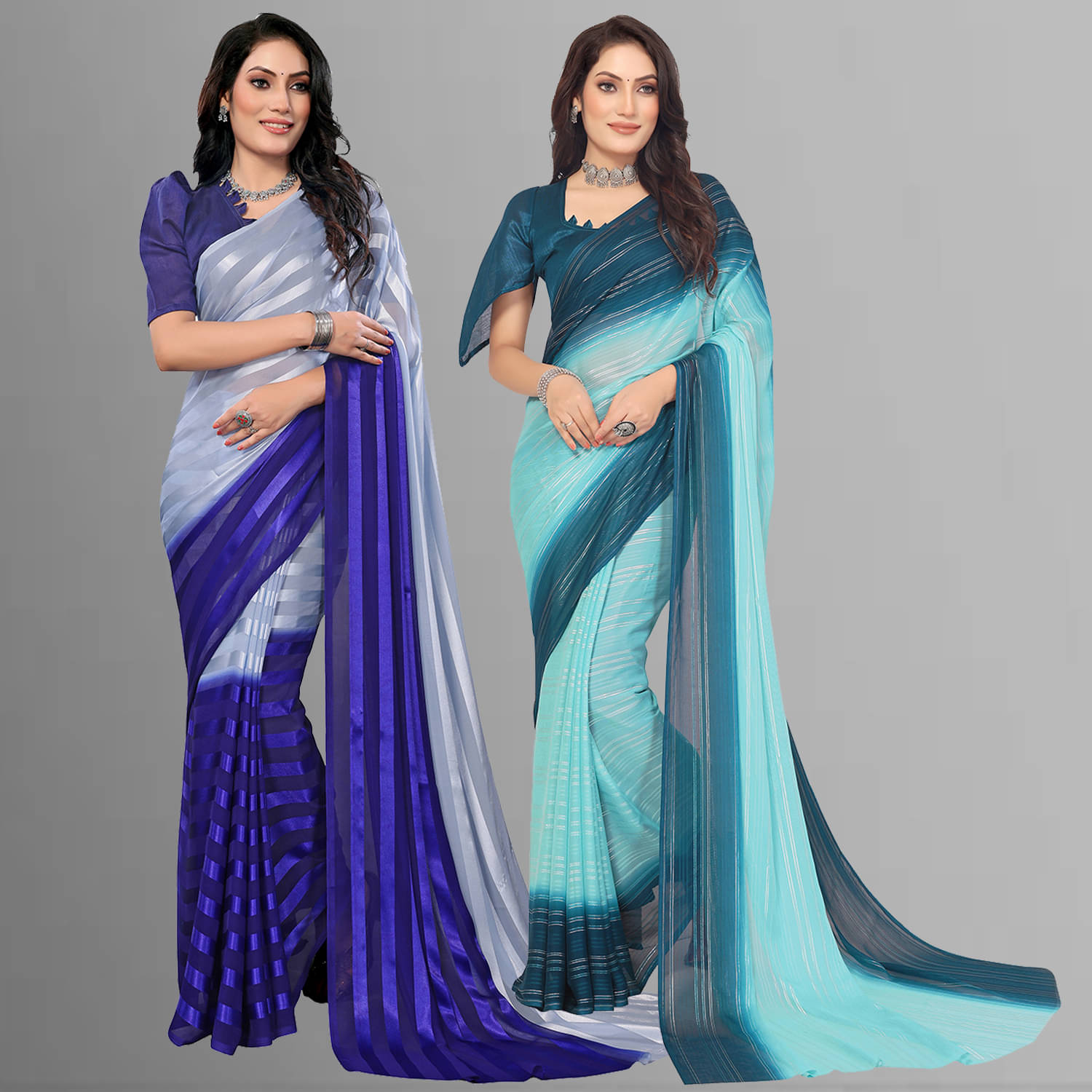 Kashvi Sarees Satin Striped Saree With Unstitched Blouse Piece ( Multicolor )     			Kashvi Sarees Satin Striped Saree With Unstitched Blouse Piece ( Multicolor )