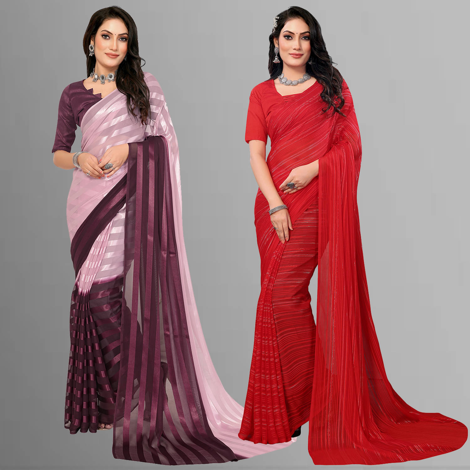 Kashvi Sarees Satin Striped Saree With Unstitched Blouse Piece ( Multicolor )     			Kashvi Sarees Satin Striped Saree With Unstitched Blouse Piece ( Multicolor )
