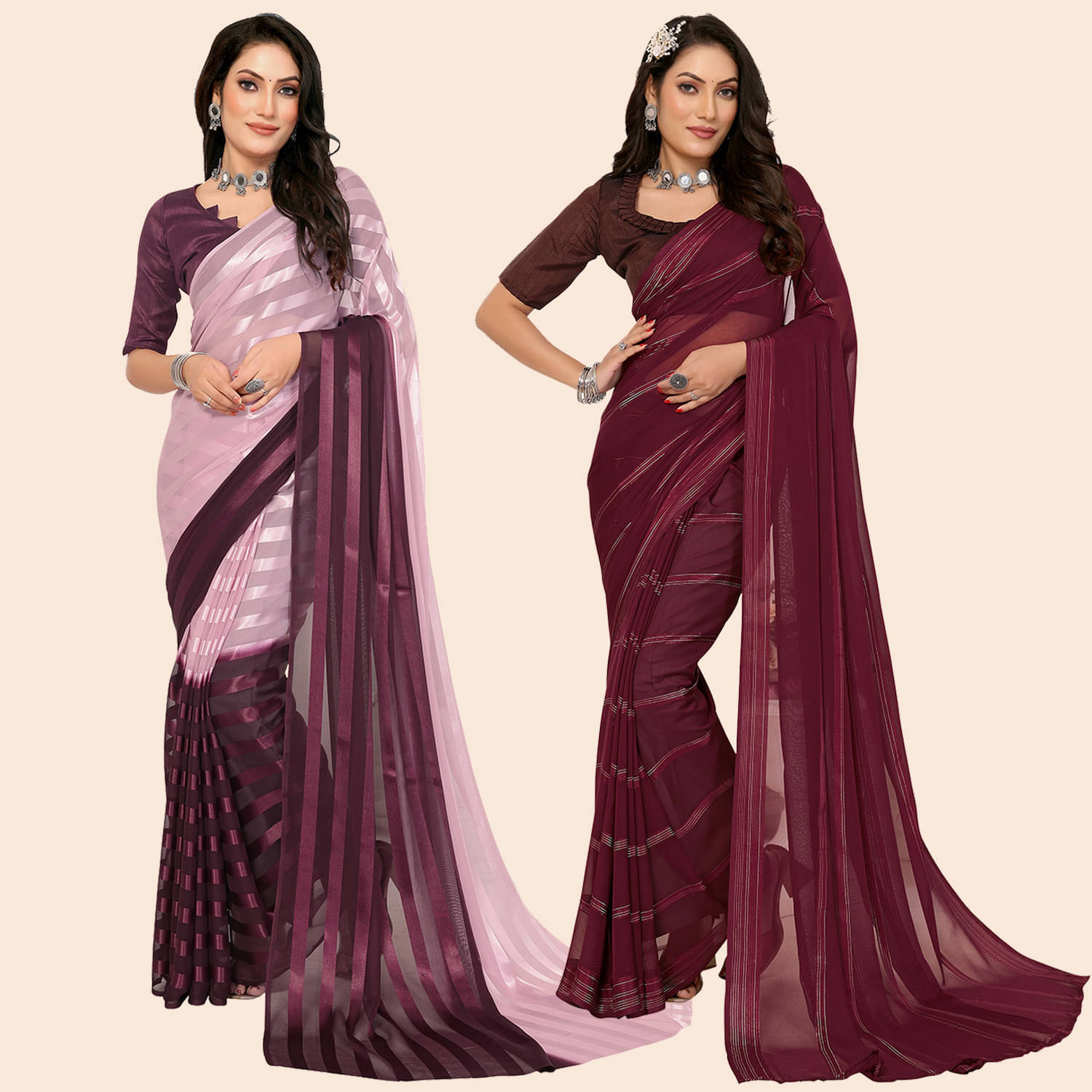Kashvi Sarees Satin Striped Saree With Unstitched Blouse Piece ( Multicolor )     			Kashvi Sarees Satin Striped Saree With Unstitched Blouse Piece ( Multicolor )
